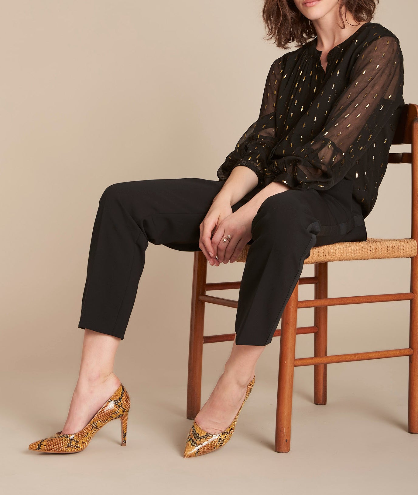 Chemise noire en lurex Melissa Faume - seconde main