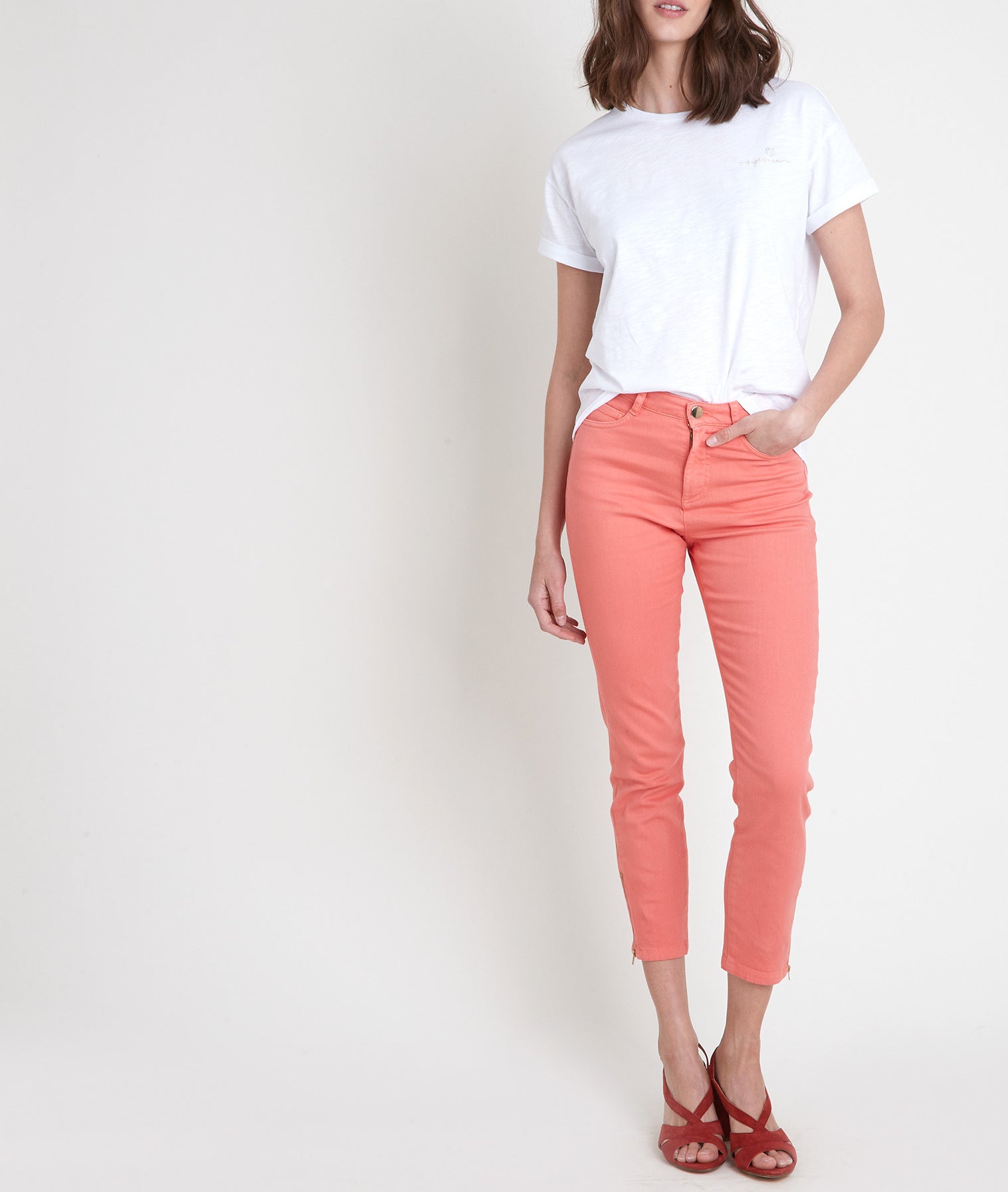 Slim en coton biologique zippé corail Cassandra Faume - seconde main
