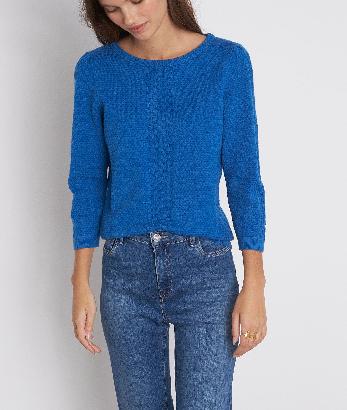 Pull en viscose texturée bleu Presley Faume - seconde main