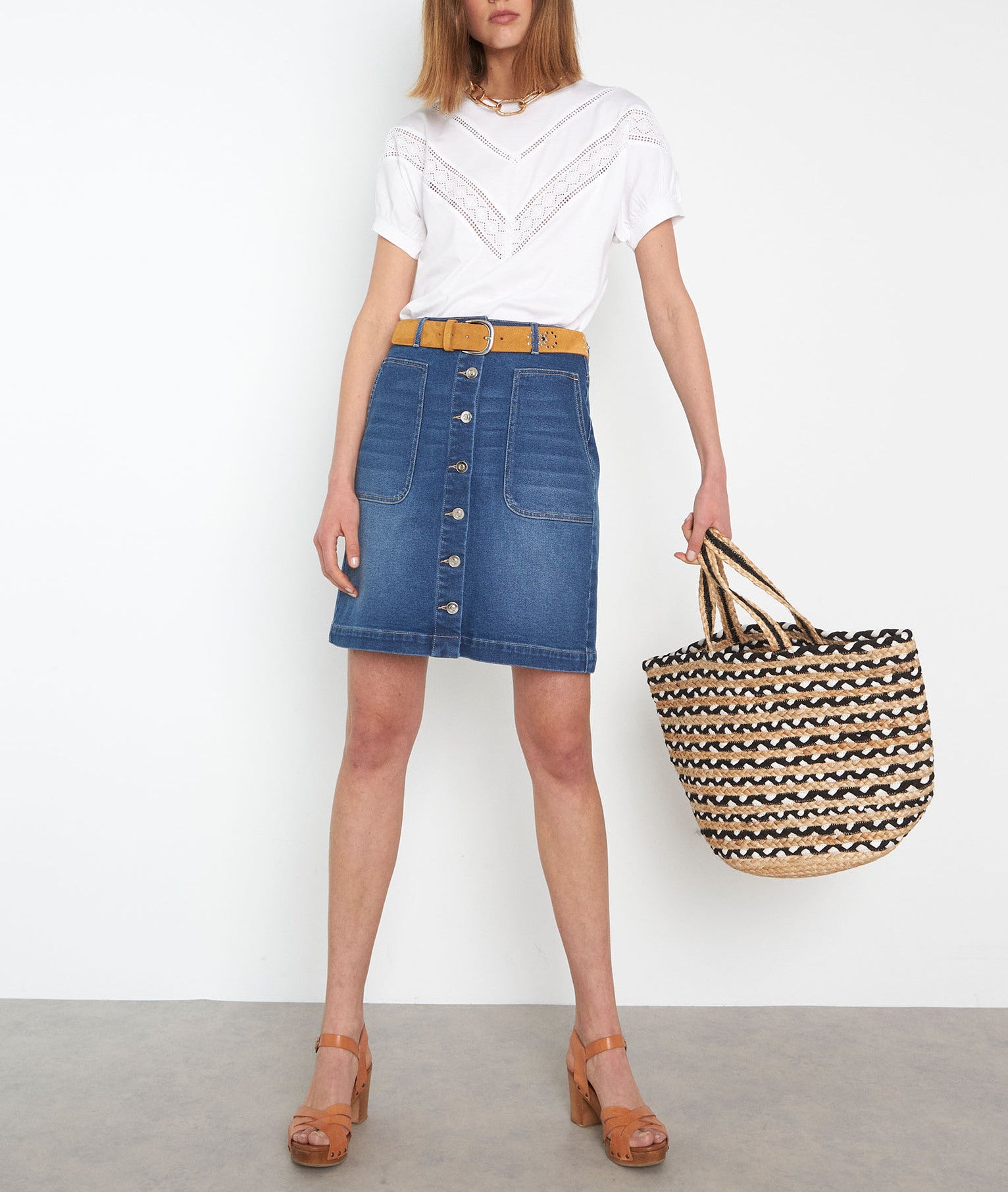 Jupe courte en jean boutonnée Desiree Faume - seconde main