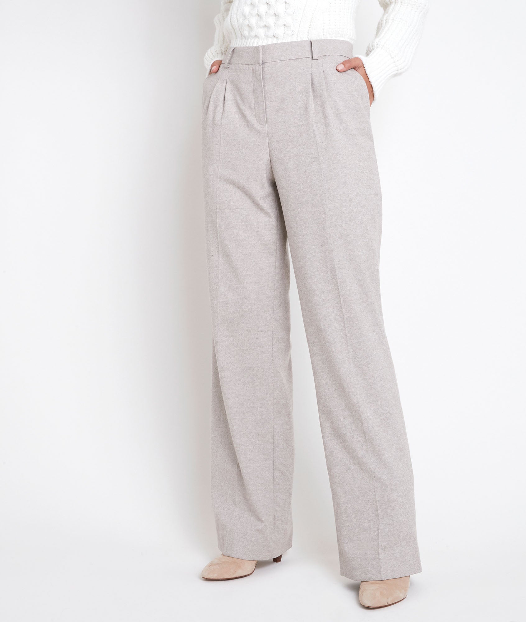 Pantalon large à pinces beige Marcel Faume - seconde main