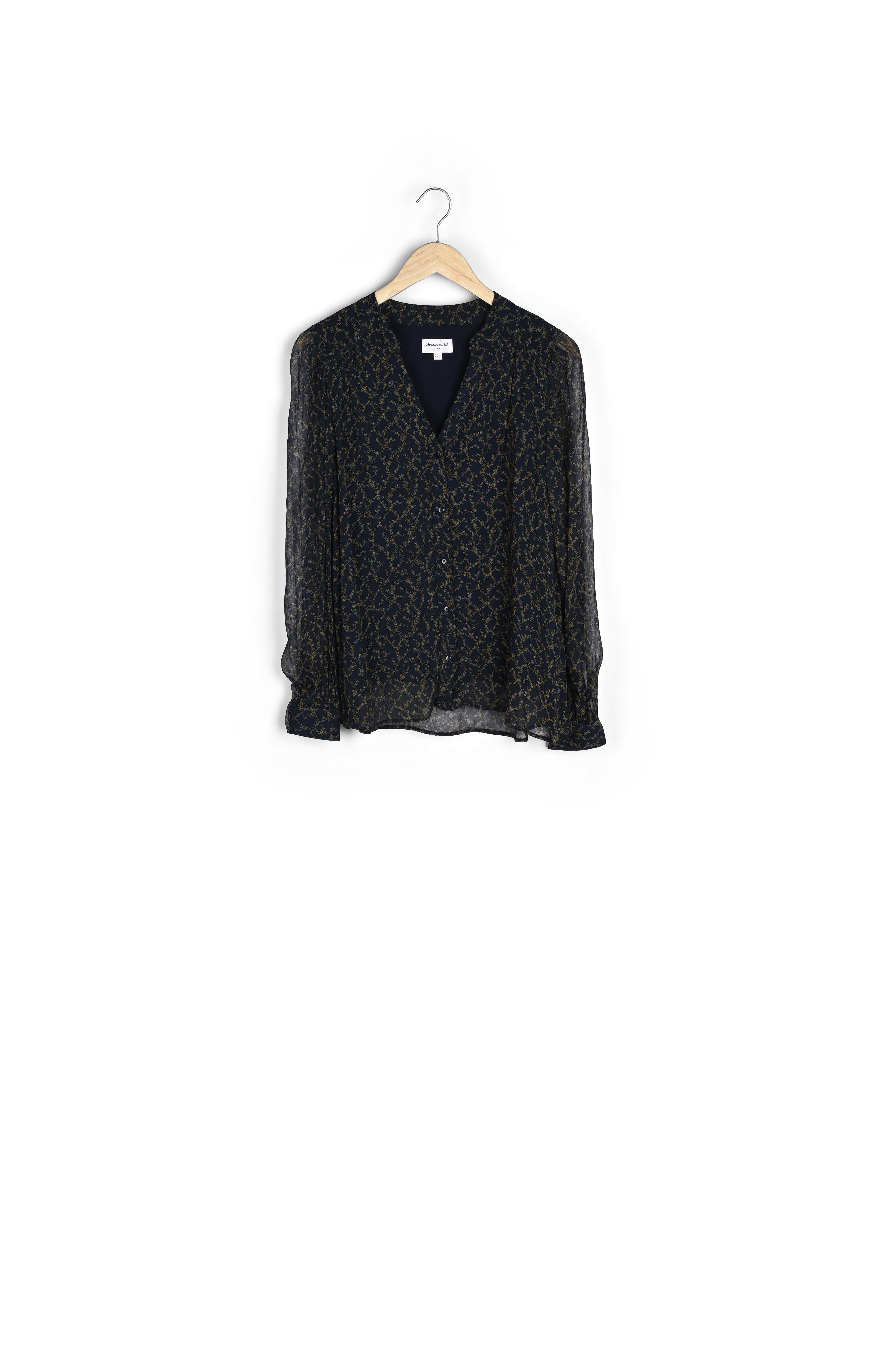 Blouse vaporeuse imprimée marine et bronze Lionne Faume - seconde main