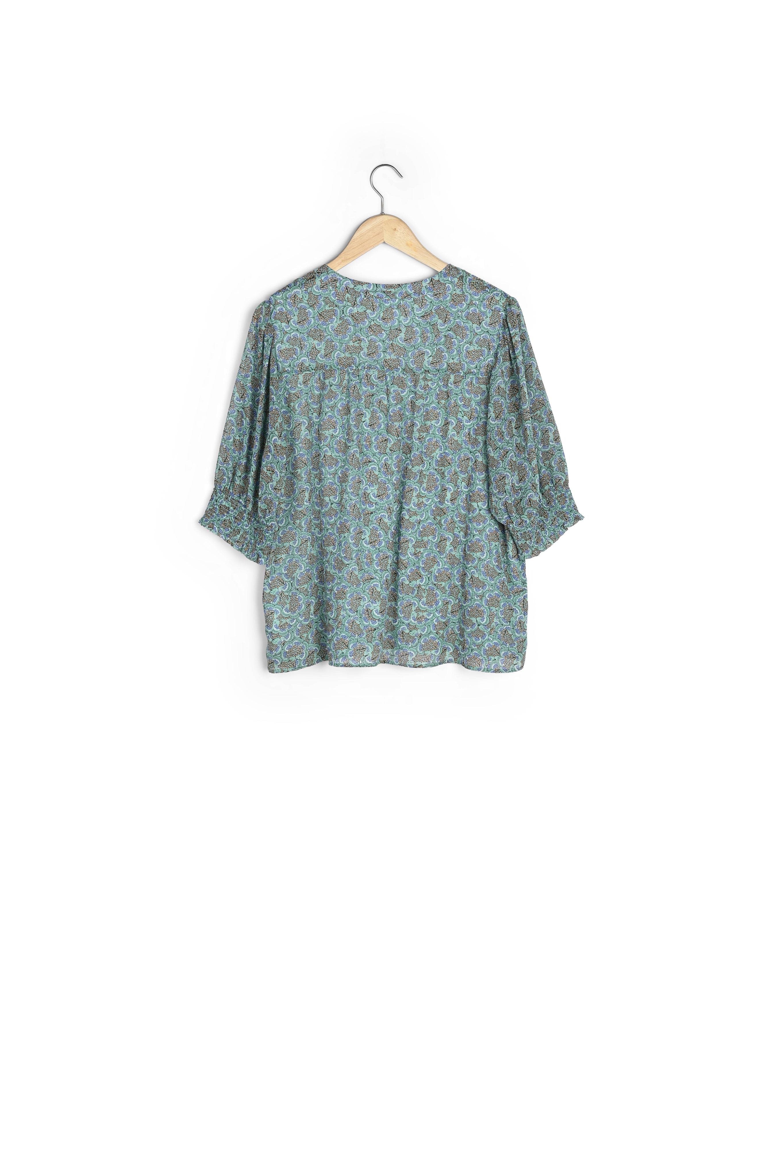 Blouse imprimée vert d'eau Lucrece Faume - seconde main