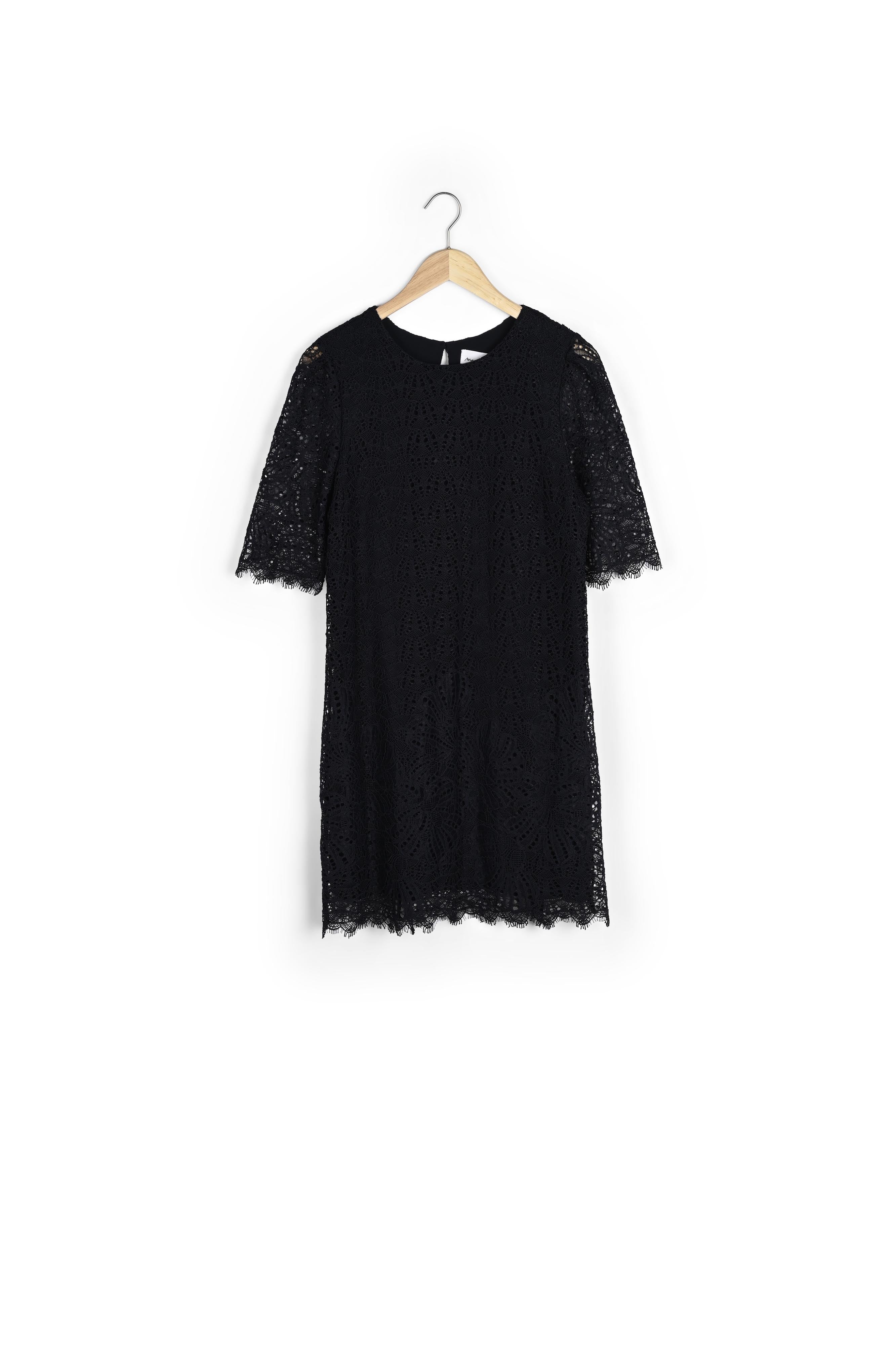 Robe courte et droite en dentelle marine Noma Faume - seconde main