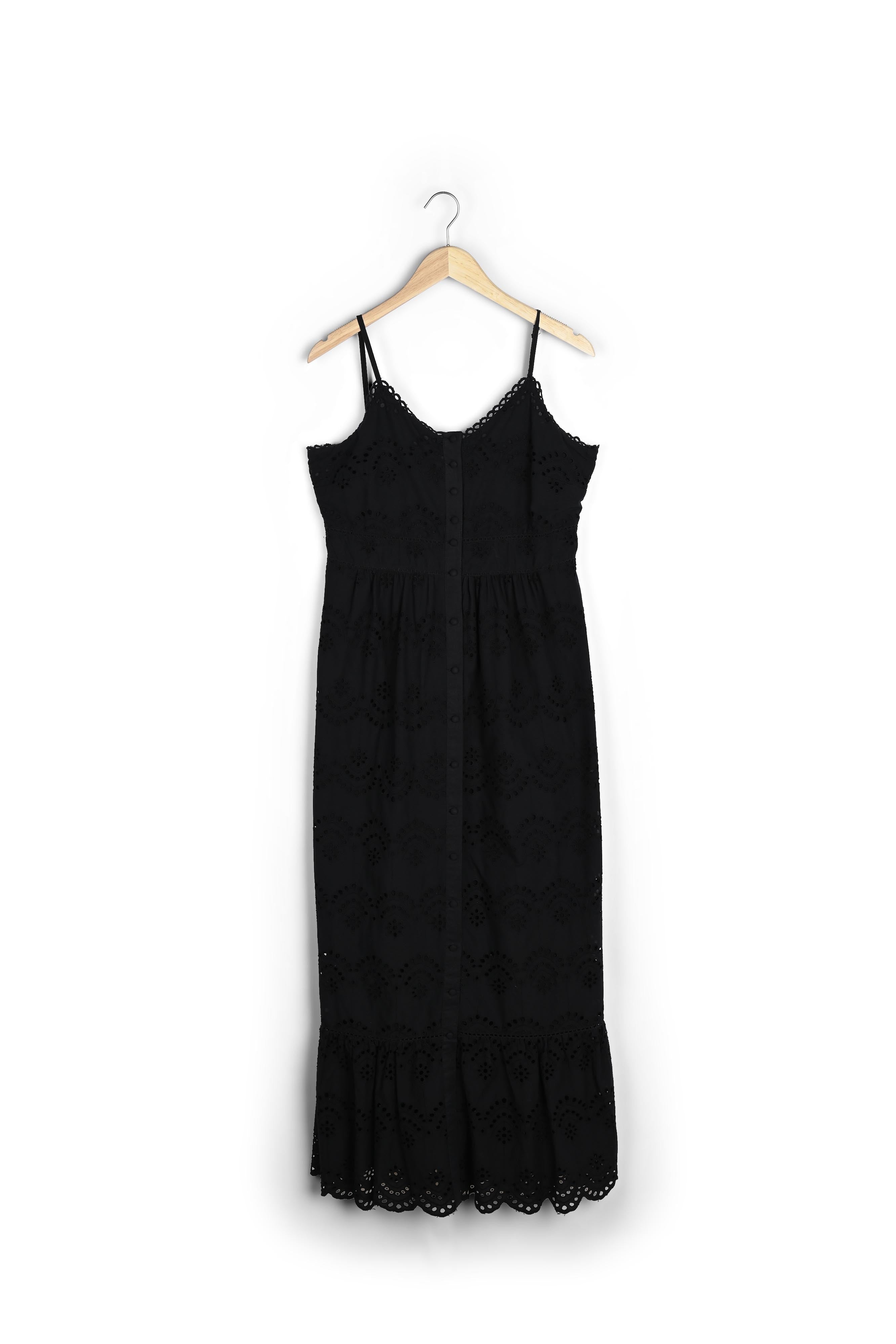 Robe longue en broderie anglaise noire LYS Faume - seconde main