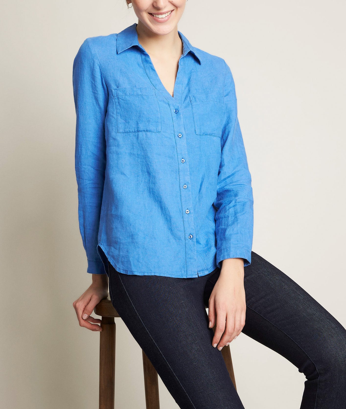 Chemise en lin bleue Evolie Faume - seconde main