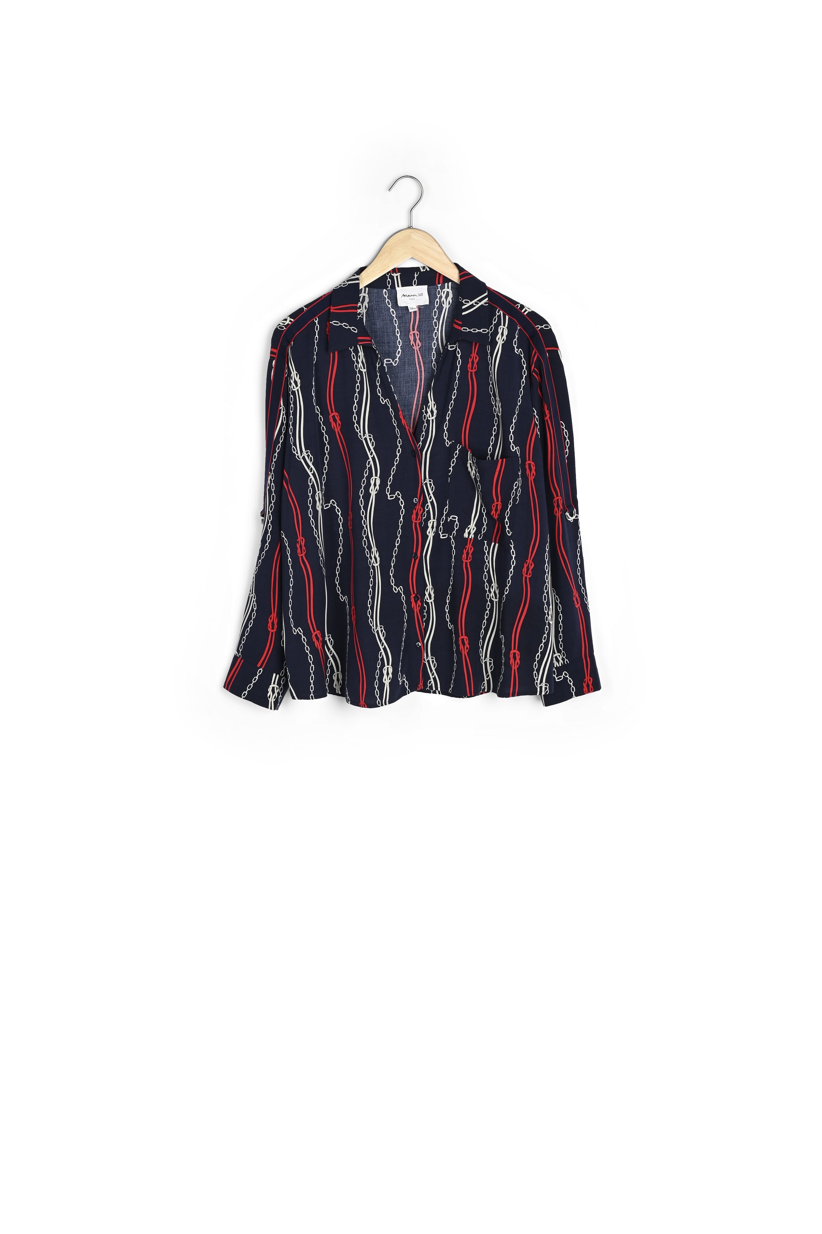 Chemise marine imprimée chaînes Cathleen Faume - seconde main