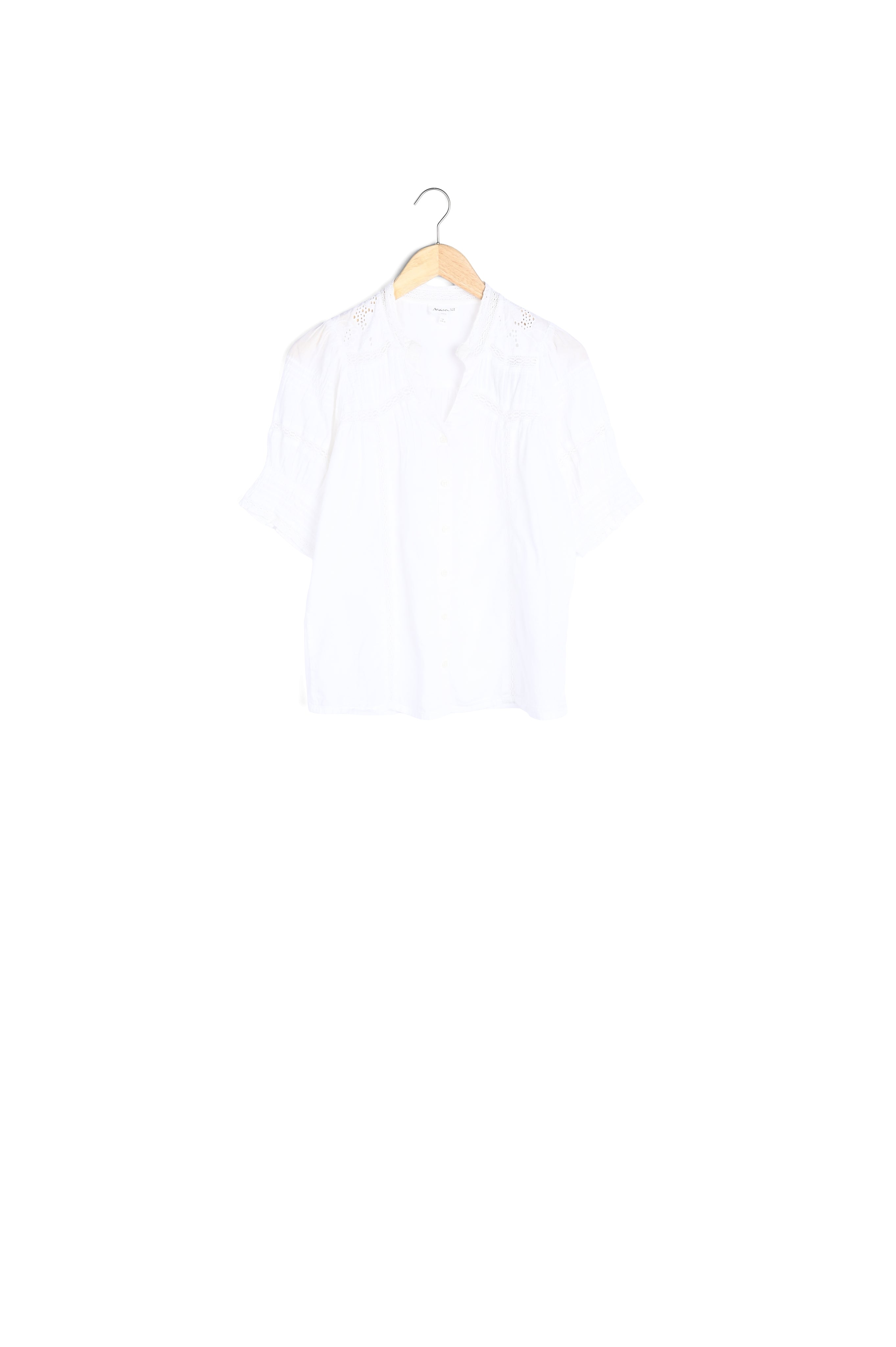 Blouse en coton et dentelle blanche Lisanne Faume - seconde main