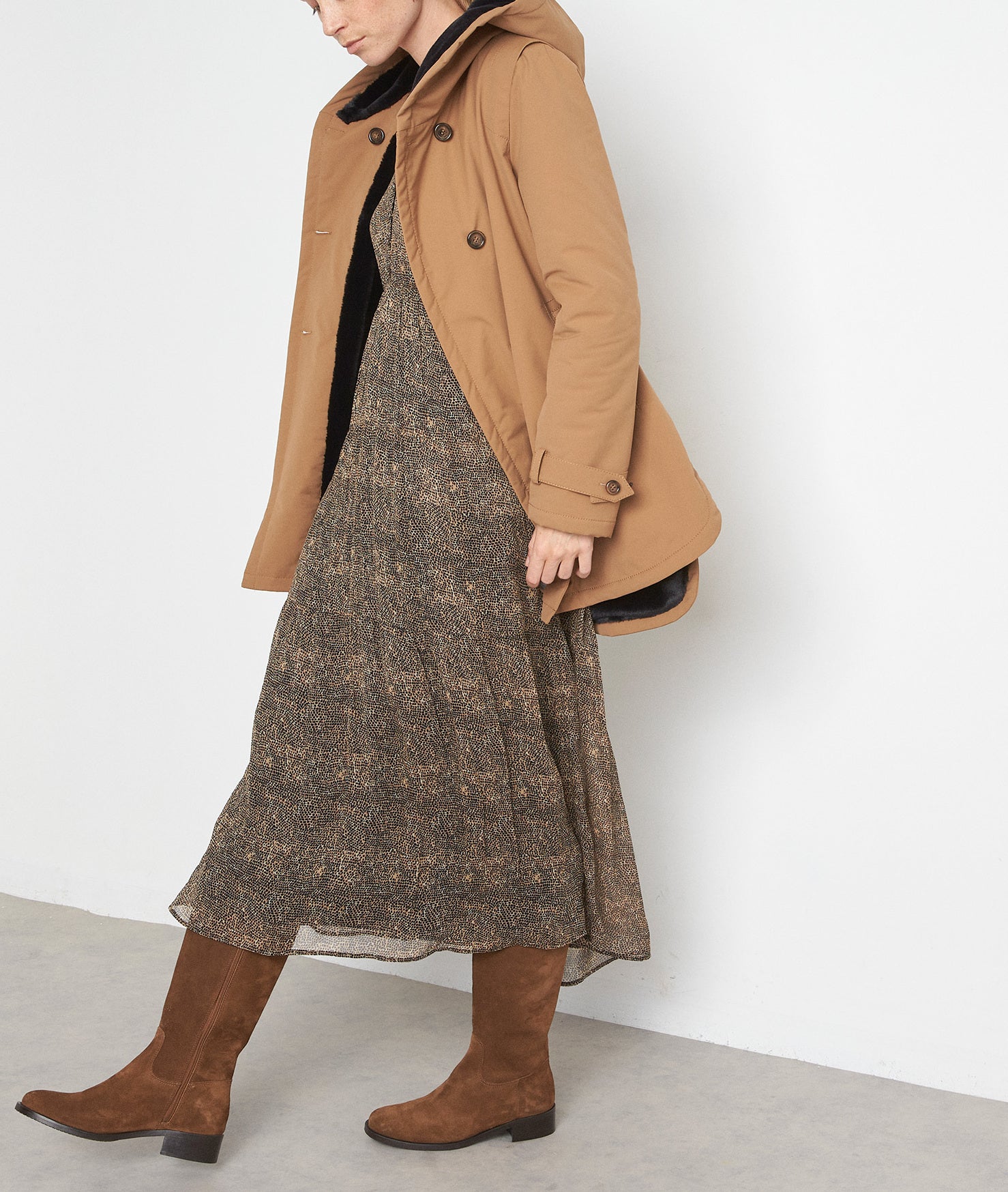 Robe longue imprimée camel Sabaa Faume - seconde main