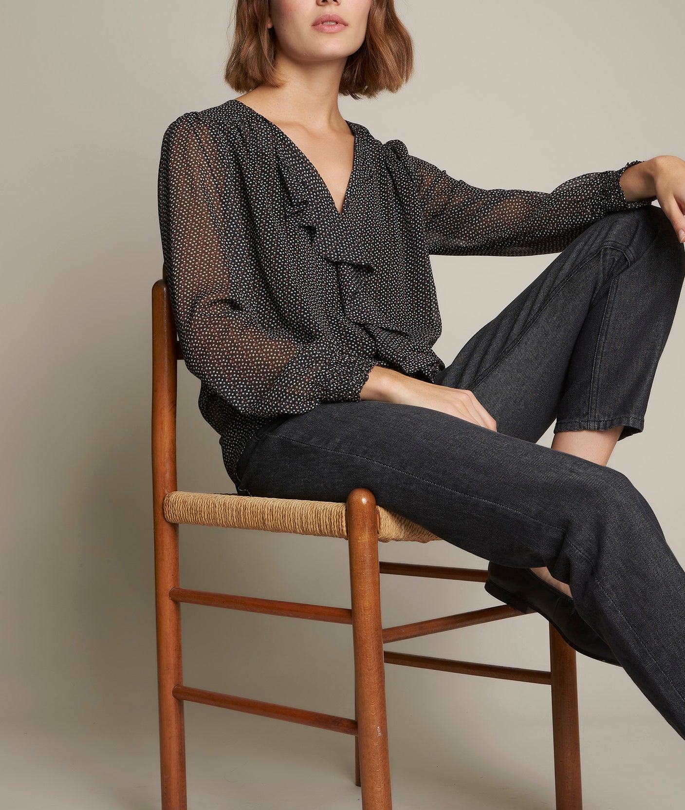 Blouse imprimée à volants Eleanore Faume - seconde main