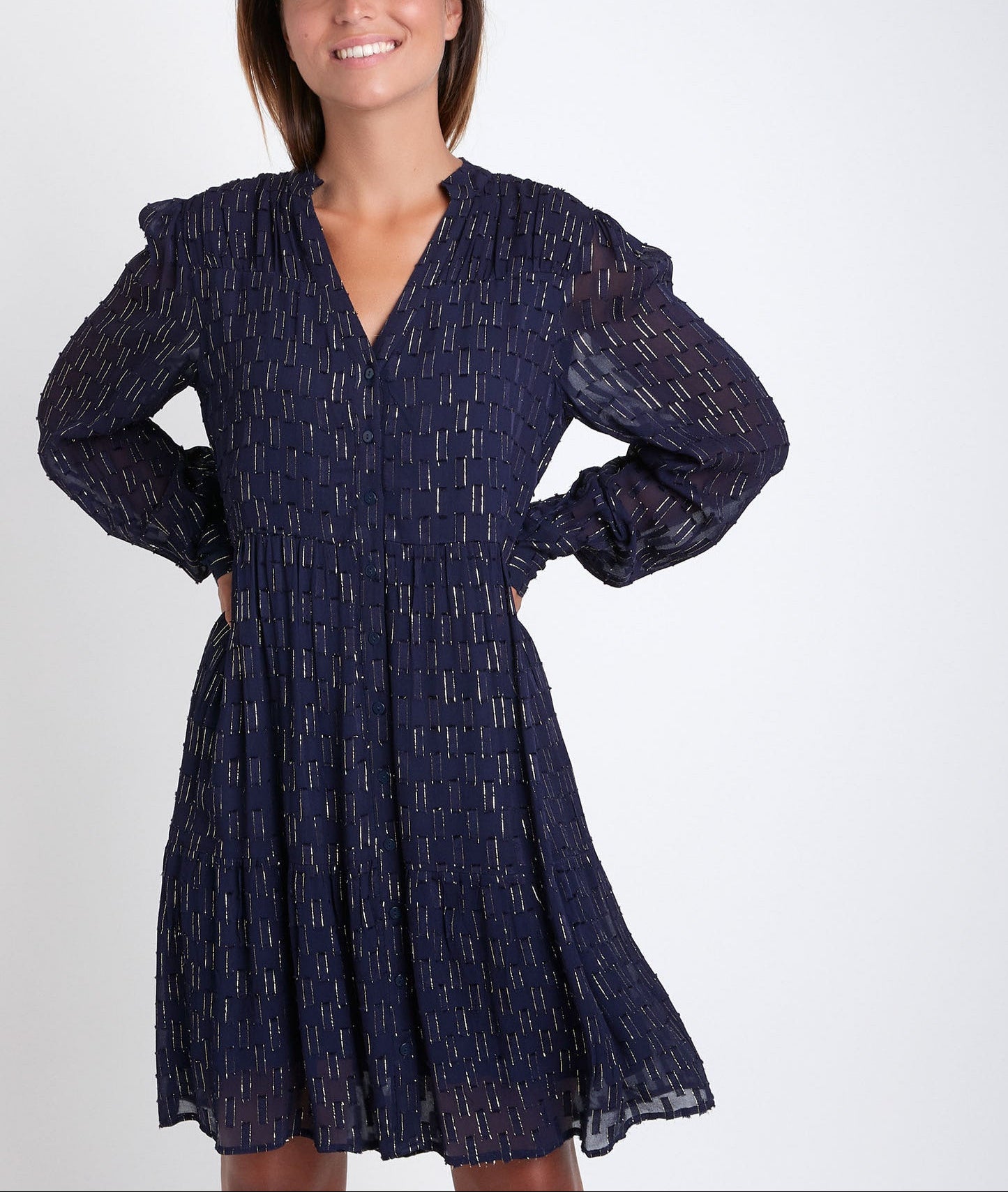 Robe marine à lurex Cassandra Faume - seconde main