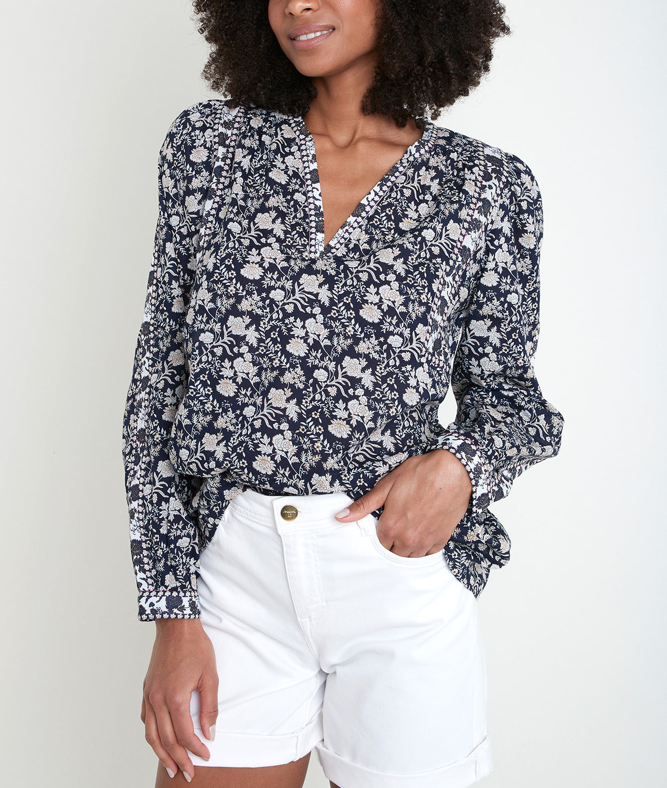 Blouse marine imprimé fleuri Tippi Faume - seconde main