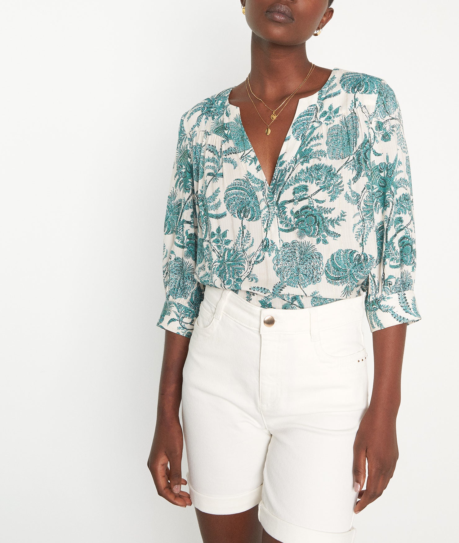 Blouse imprimée fleuri vert Loana Faume - seconde main