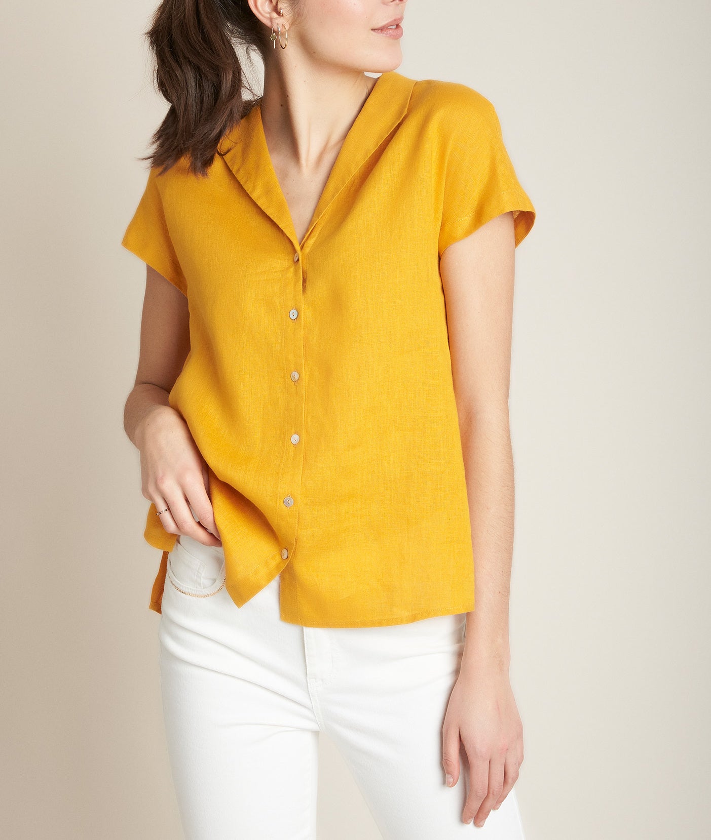 Top en lin safran Estelle Faume - seconde main