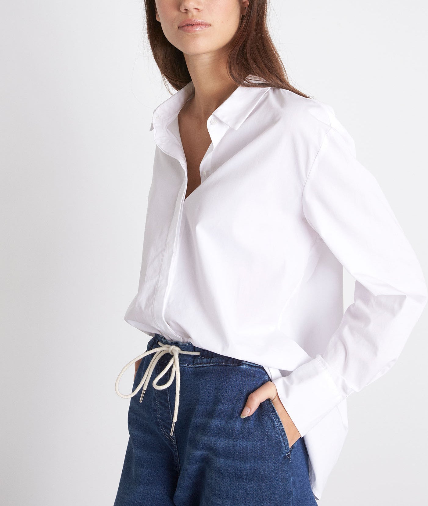 Chemise en popeline de coton blanche Esmeralda Faume - seconde main