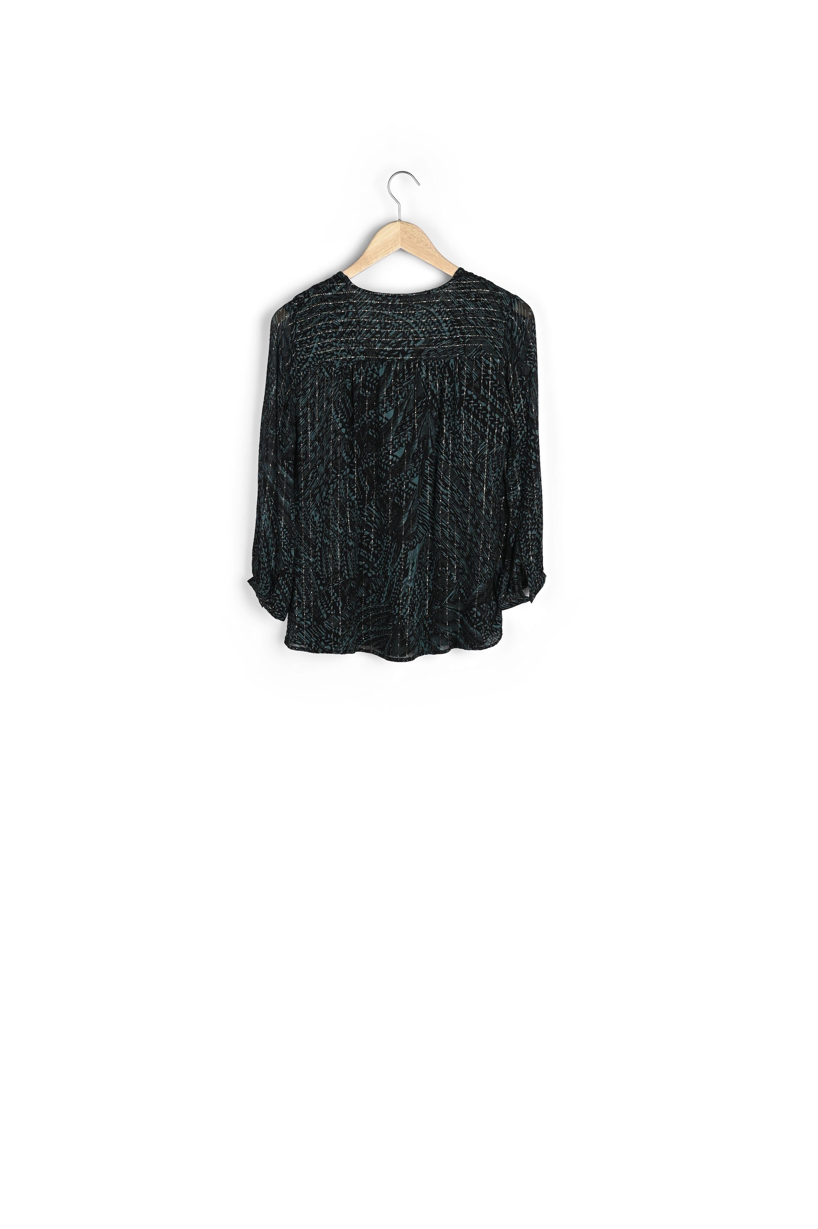 Blouse fluide imprimée noire et vert Abigaelle Faume - seconde main