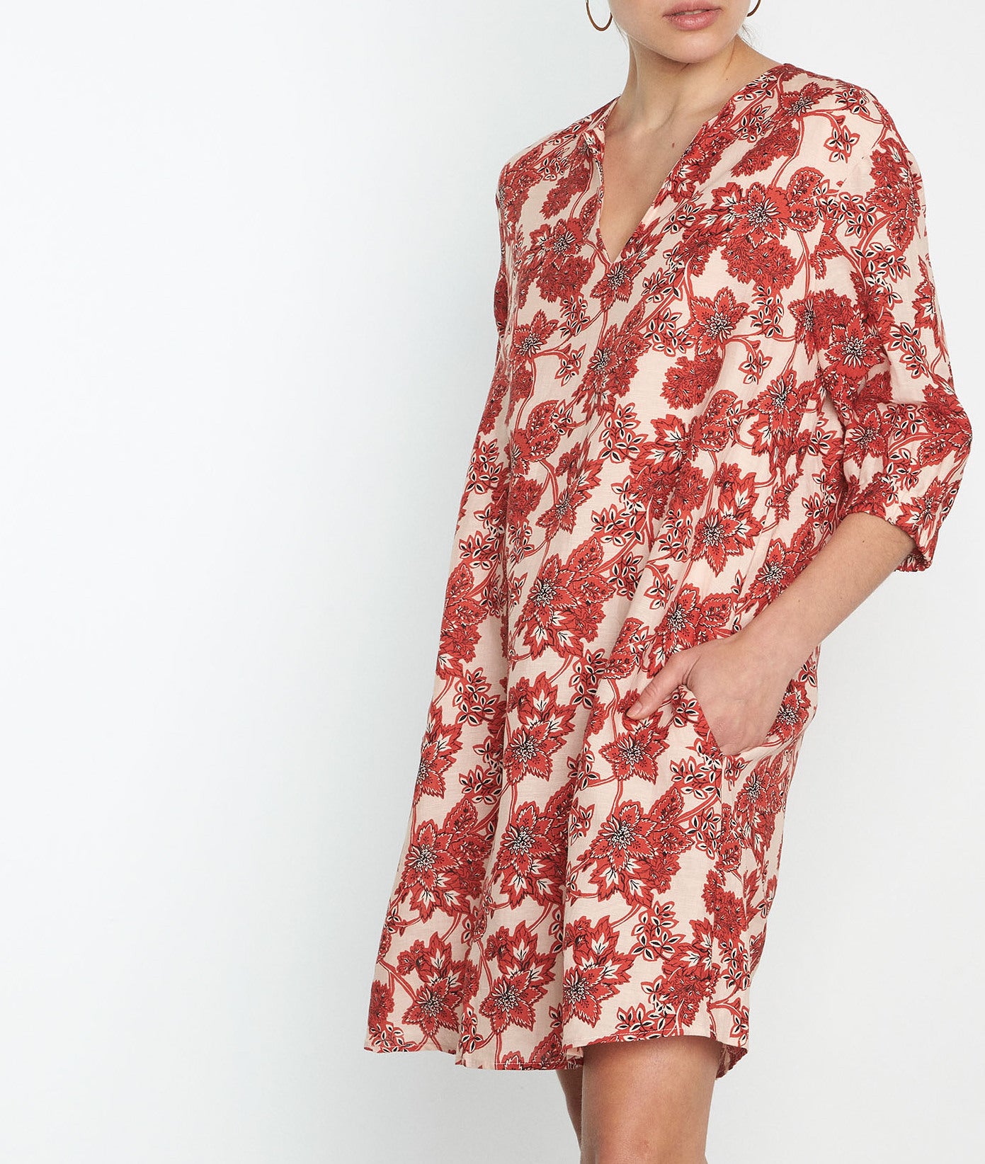 Robe courte à l'imprimé floral rouge Noemie Faume - seconde main