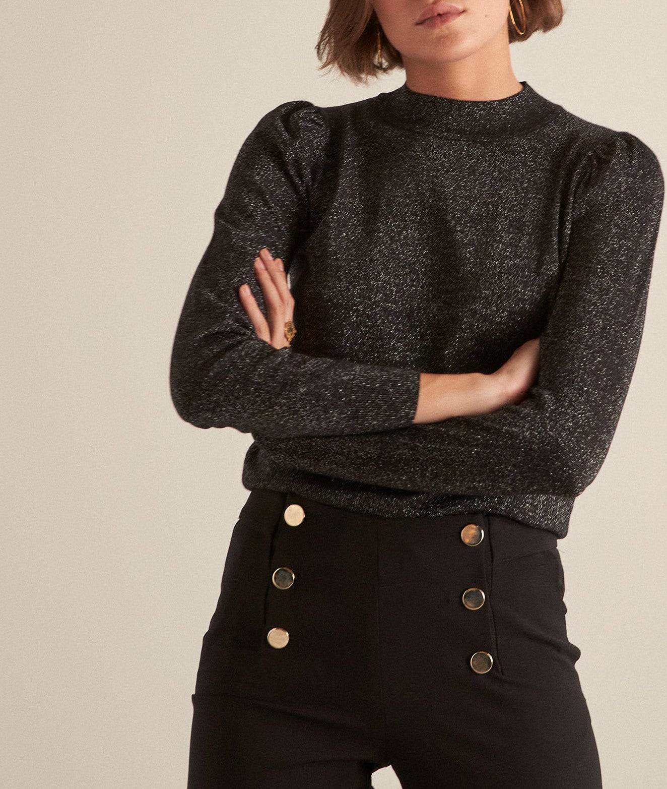 Pull fin et scintillant noir Bayen Faume - seconde main