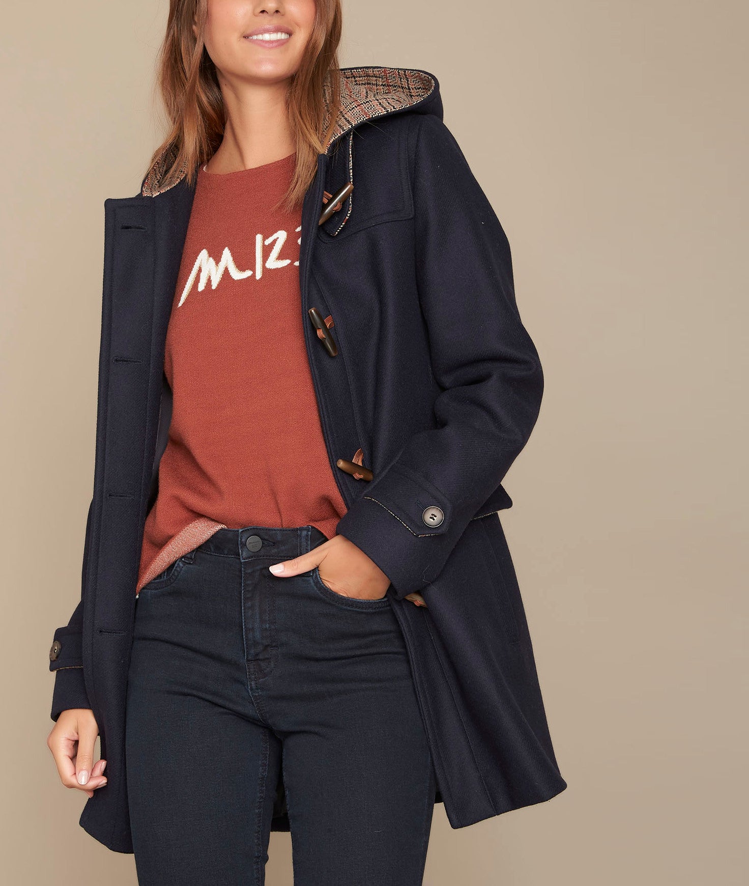 Pull acajou avec logo Fidji Faume - seconde main