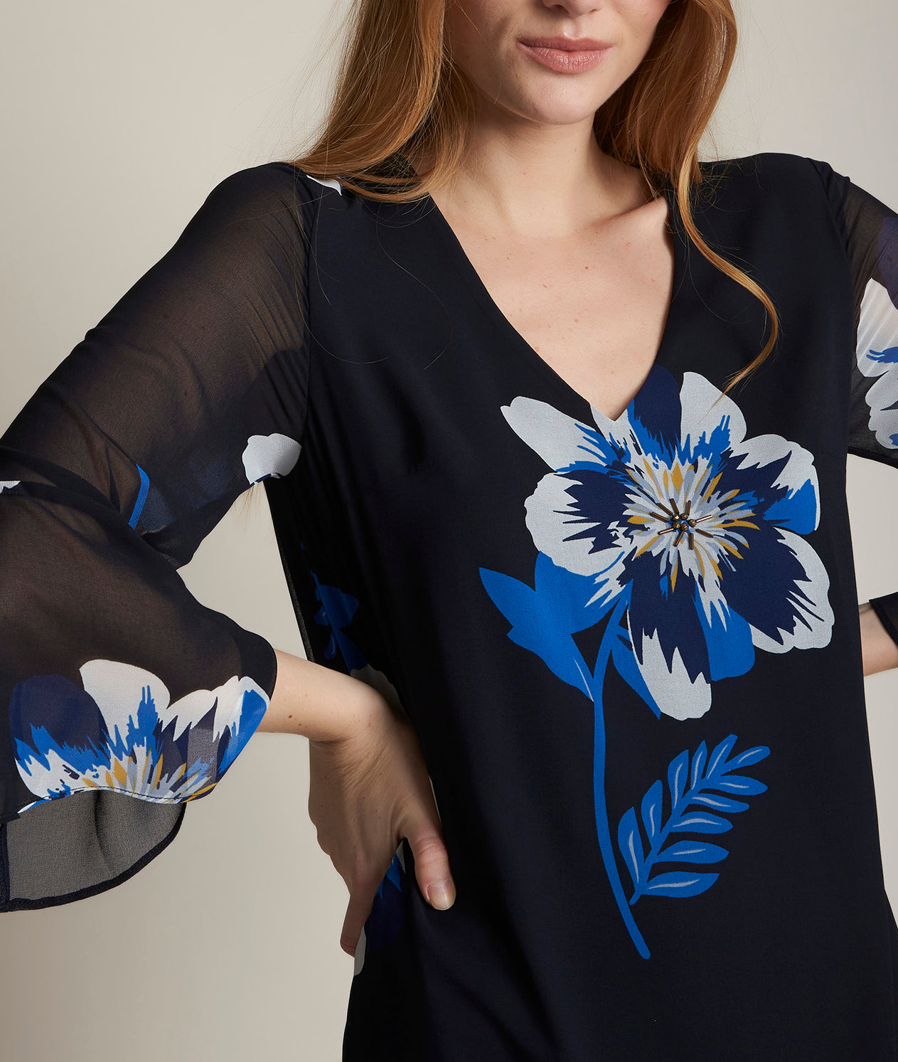 Robe imprimée marine Astrid Faume - seconde main