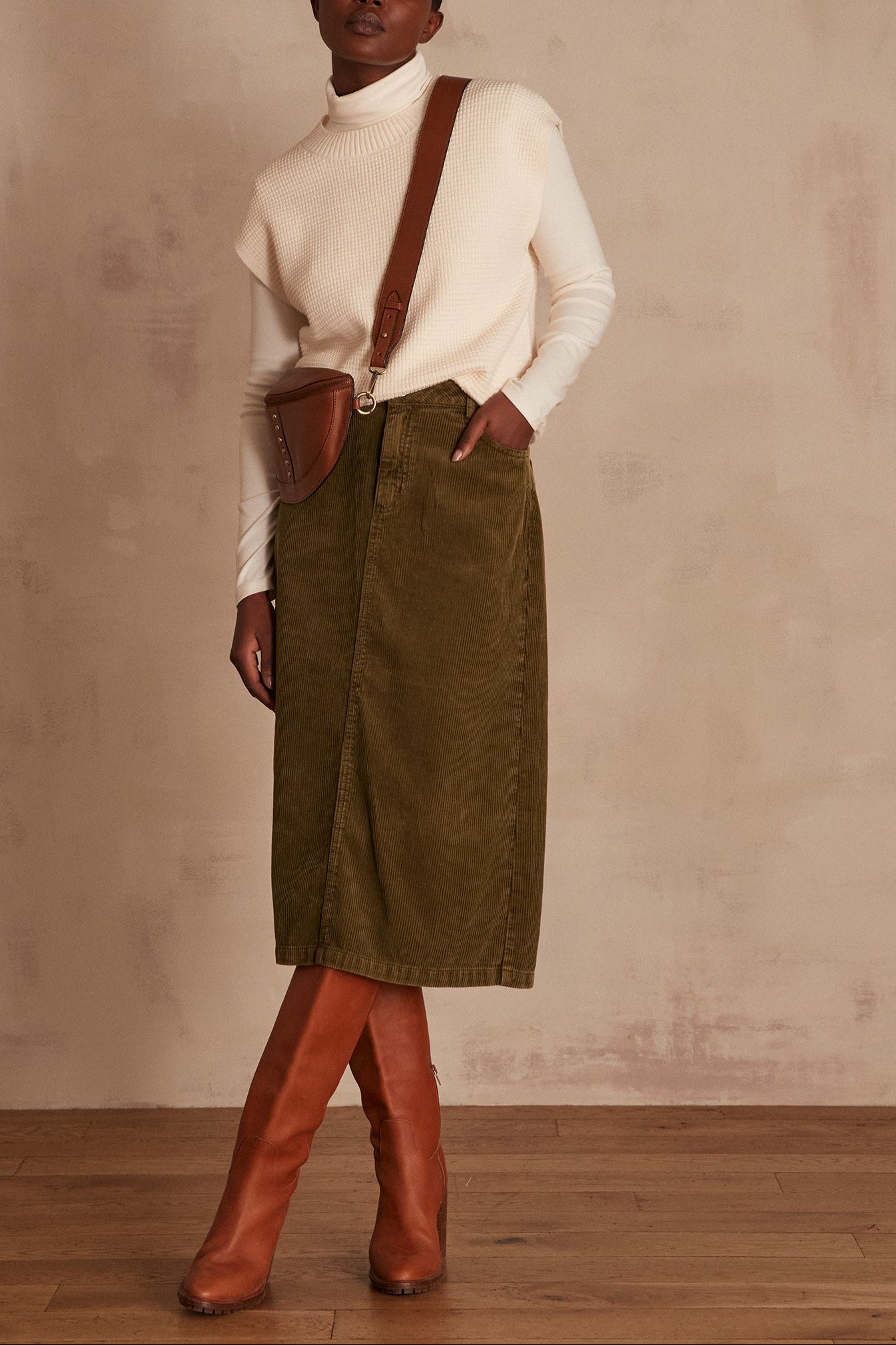 Jupe en velours Kayne Faume - seconde main