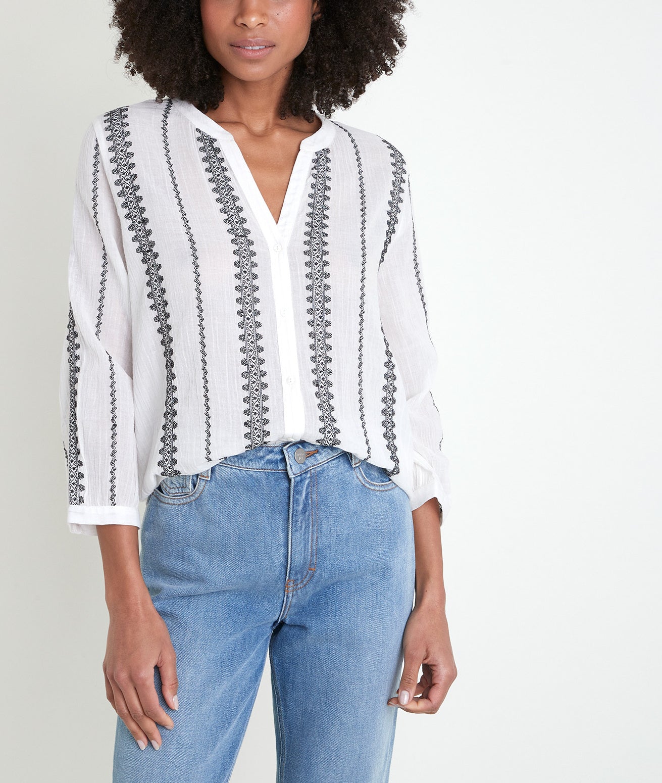Blouse écrue en coton brodé Tahiti Faume - seconde main