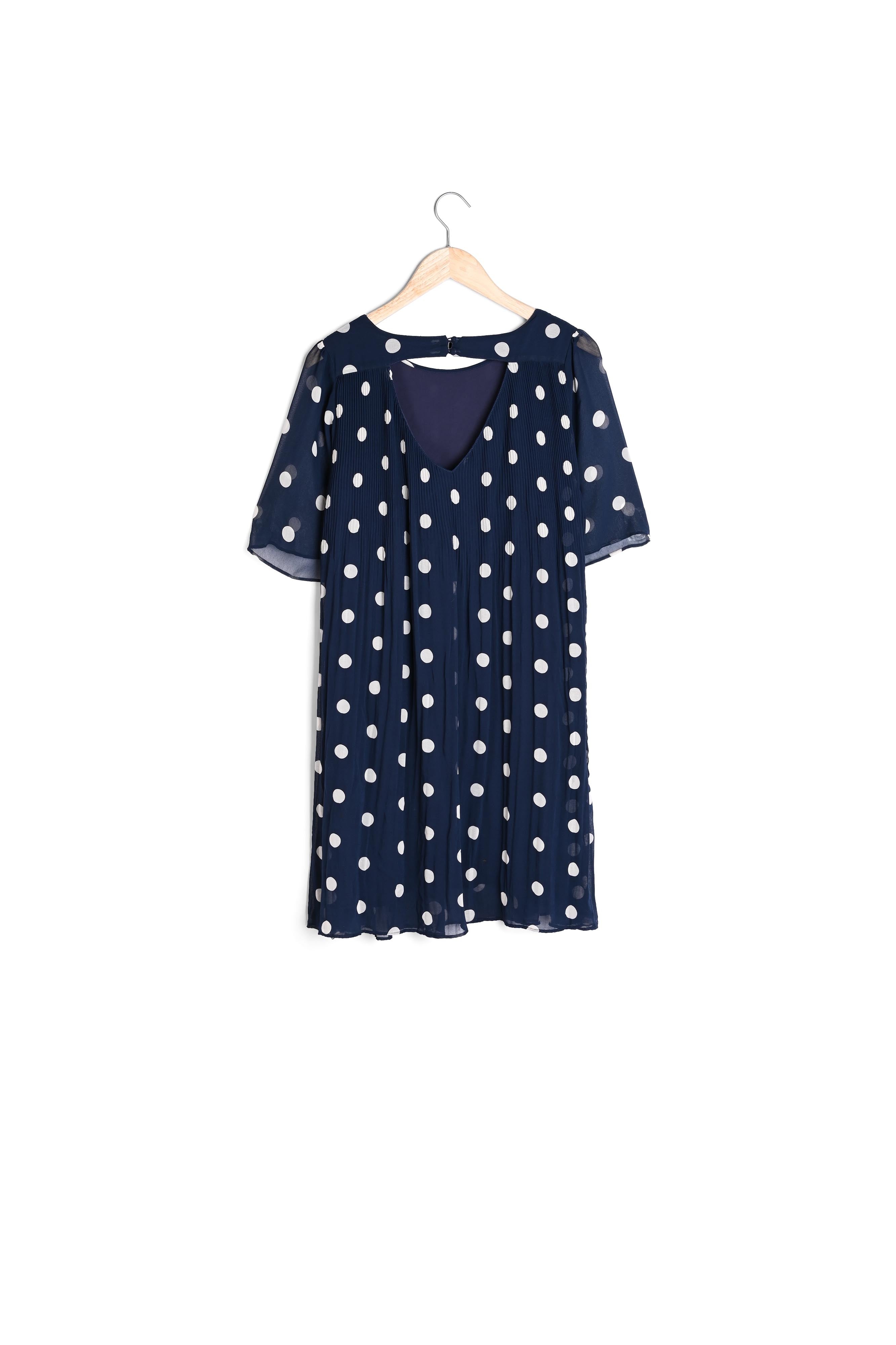 Robe plissée à pois bleue Coralia Faume - seconde main