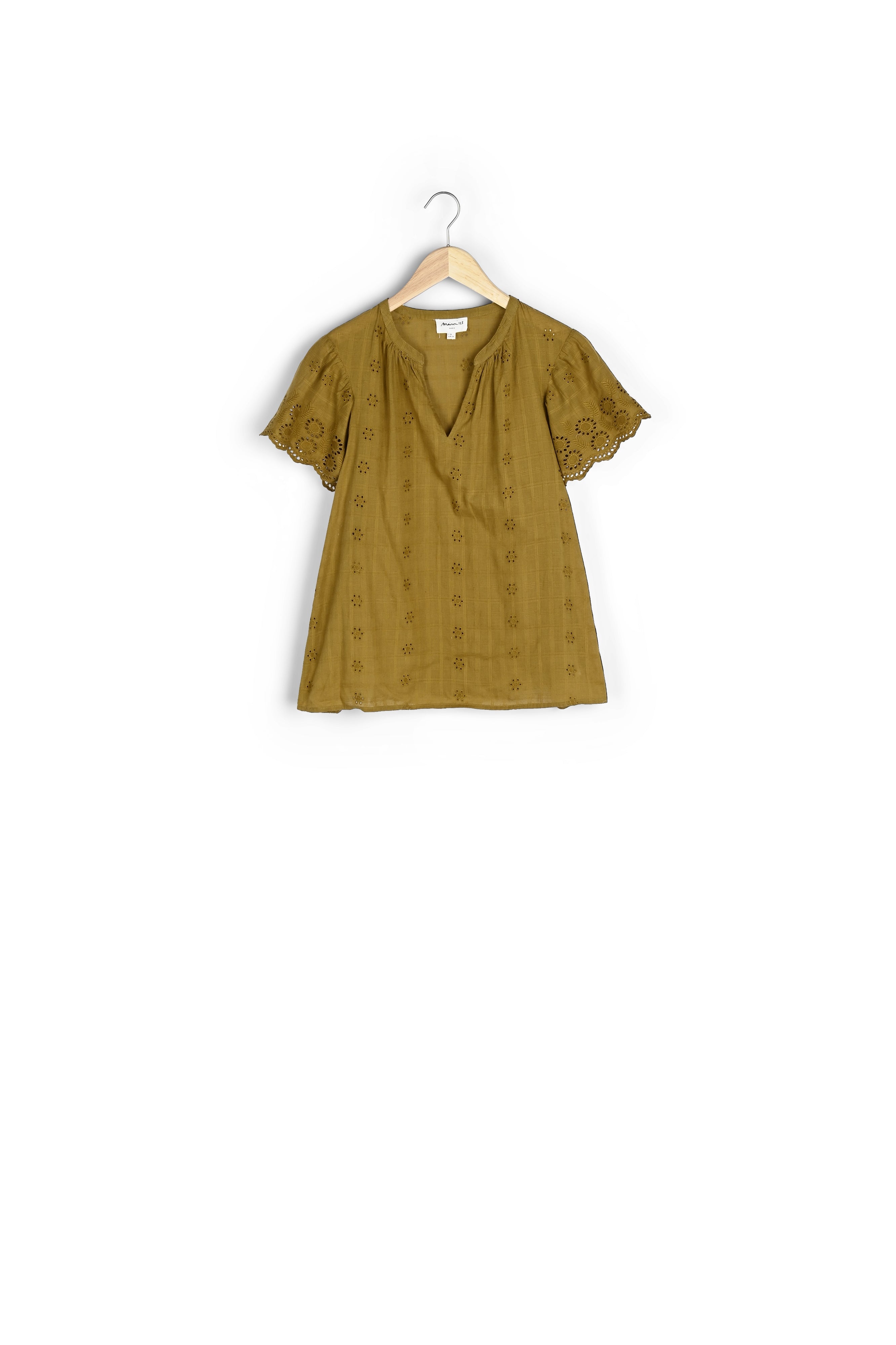 Blouse manches courtes en coton bronze Lisbeth Faume - seconde main
