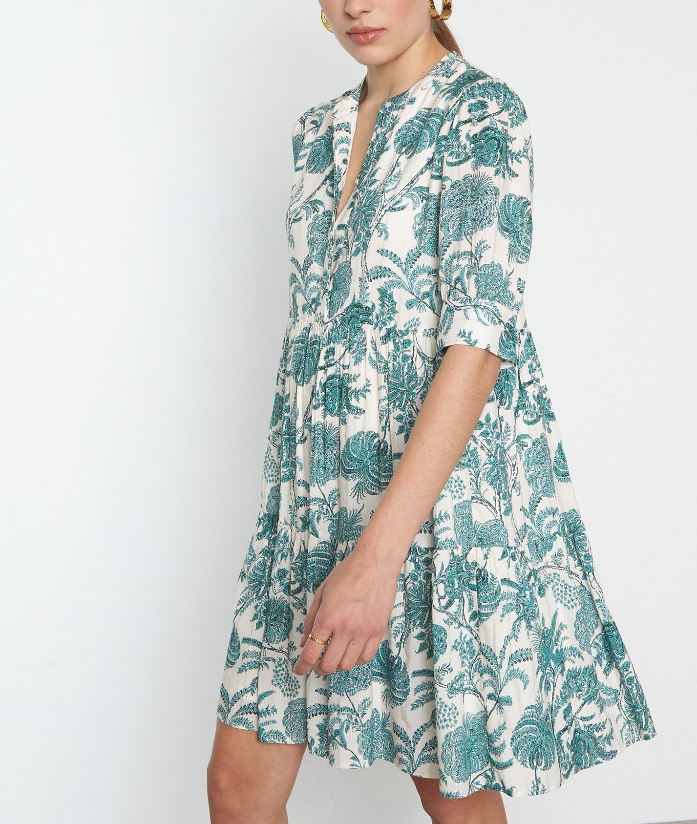 Robe courte imprimée vert Nefti Faume - seconde main