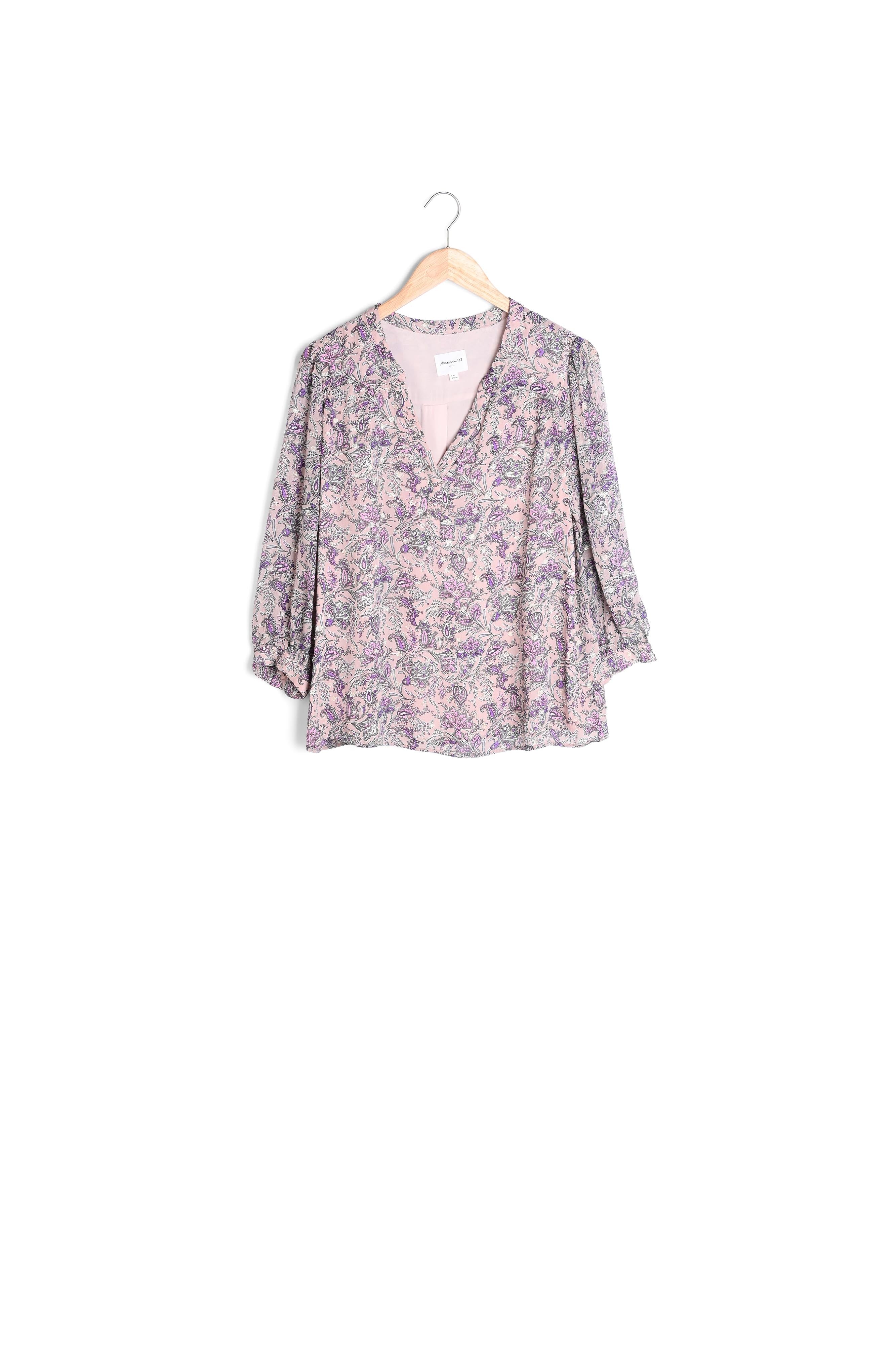 Blouse mauve imprimée Elsa Faume - seconde main