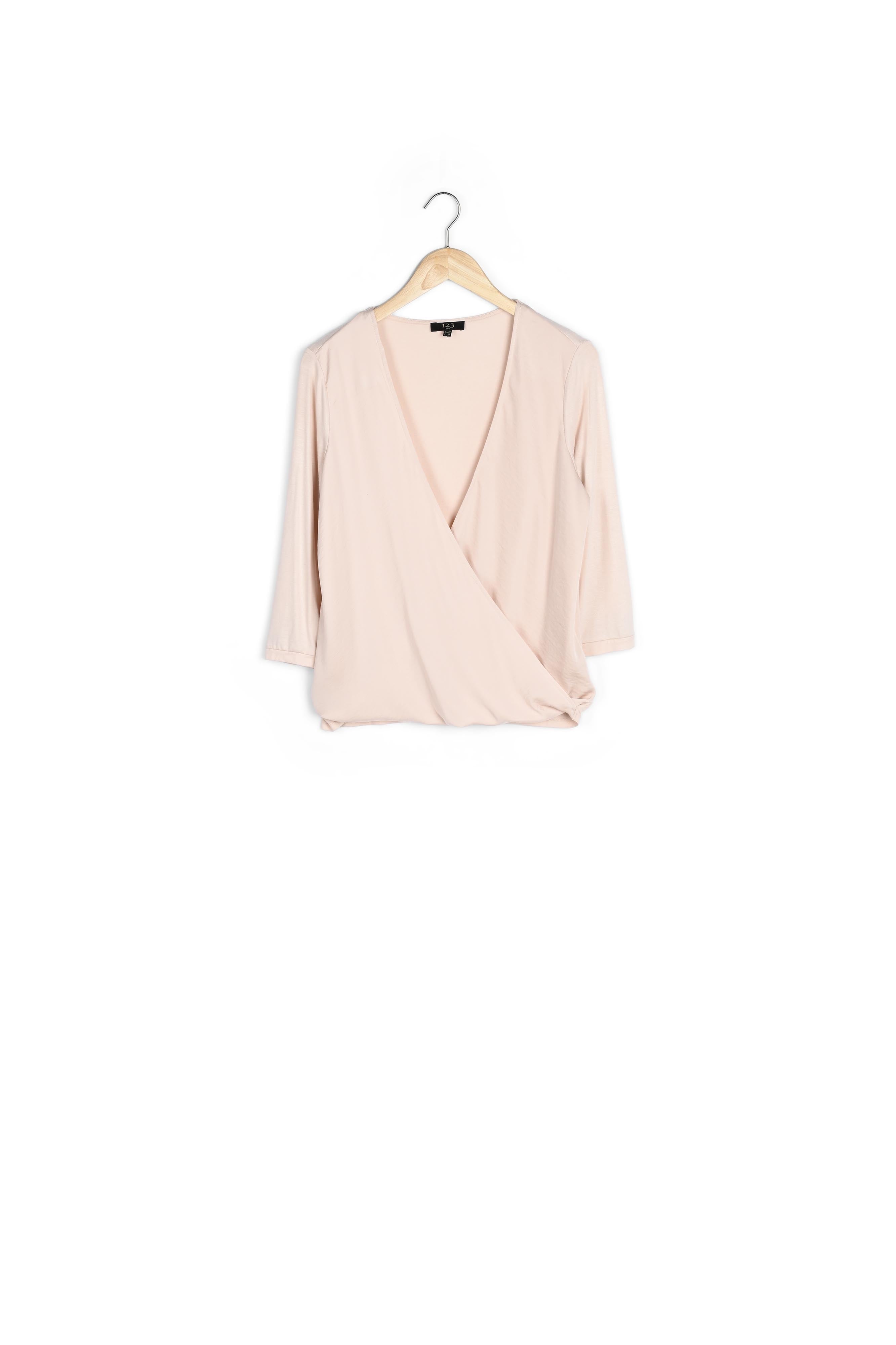 Blouse poudre bimatière cache-coeur Vanina Faume - seconde main