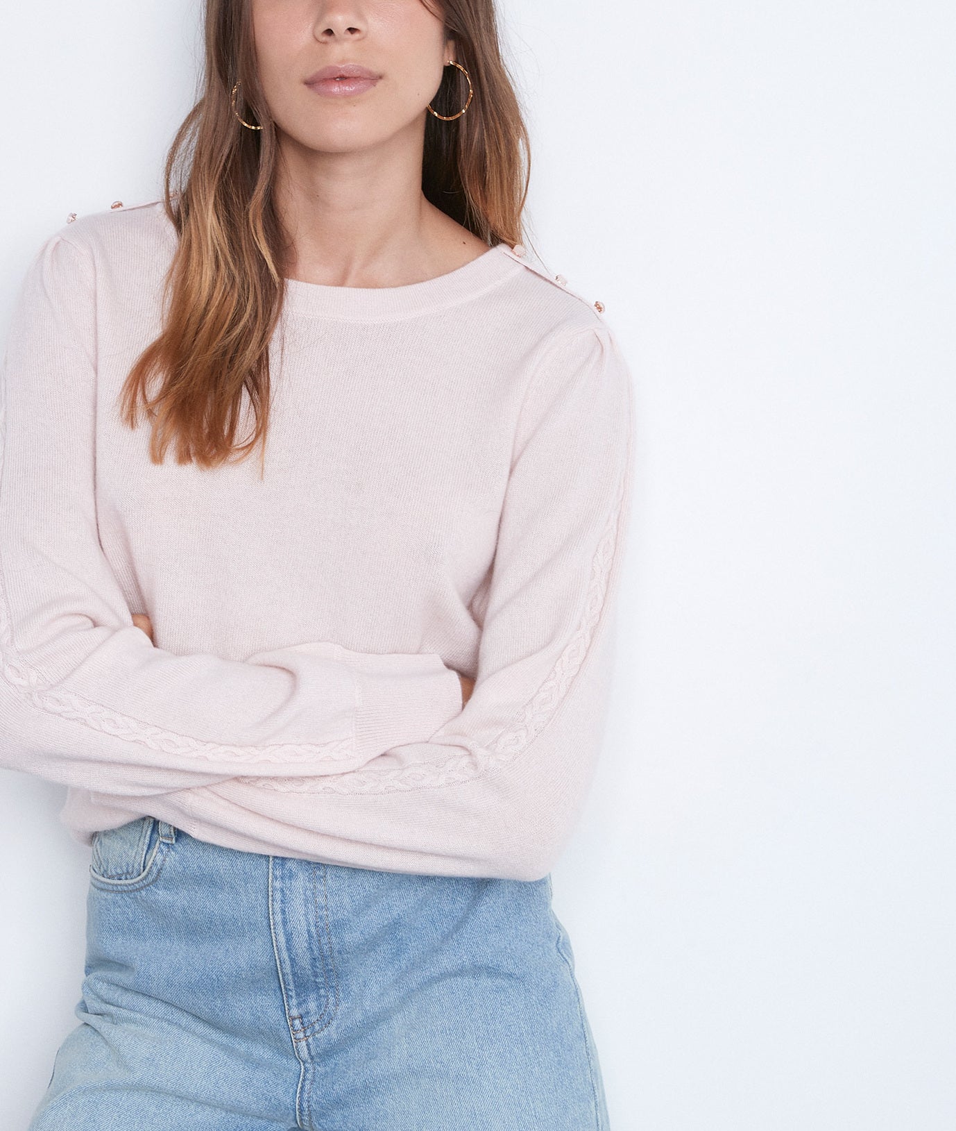 Pull à manches bouffantes poudré Trystan Faume - seconde main