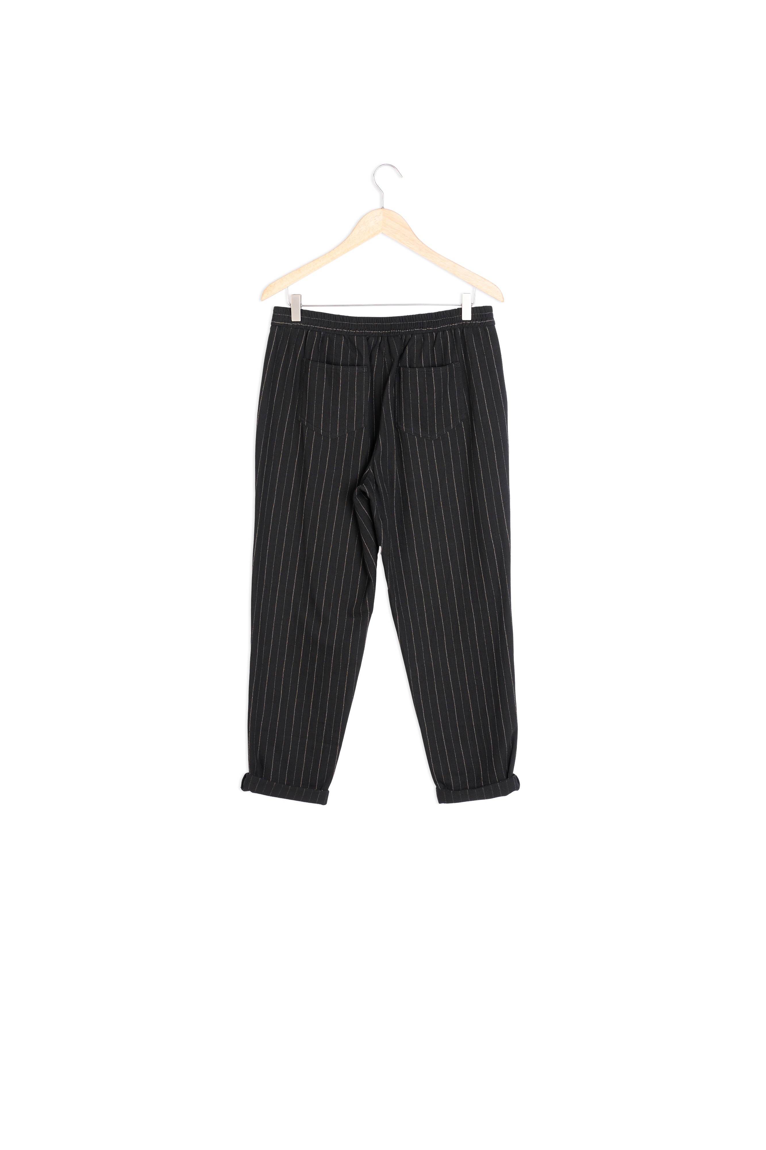 Pantalon chino en coton rayé noir Noor Faume - seconde main