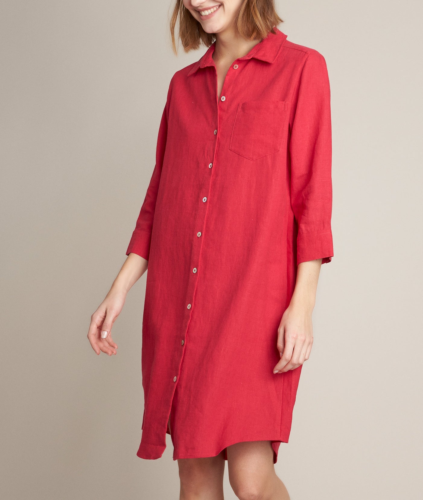 Robe chemise en lin rouge Céline Faume - seconde main