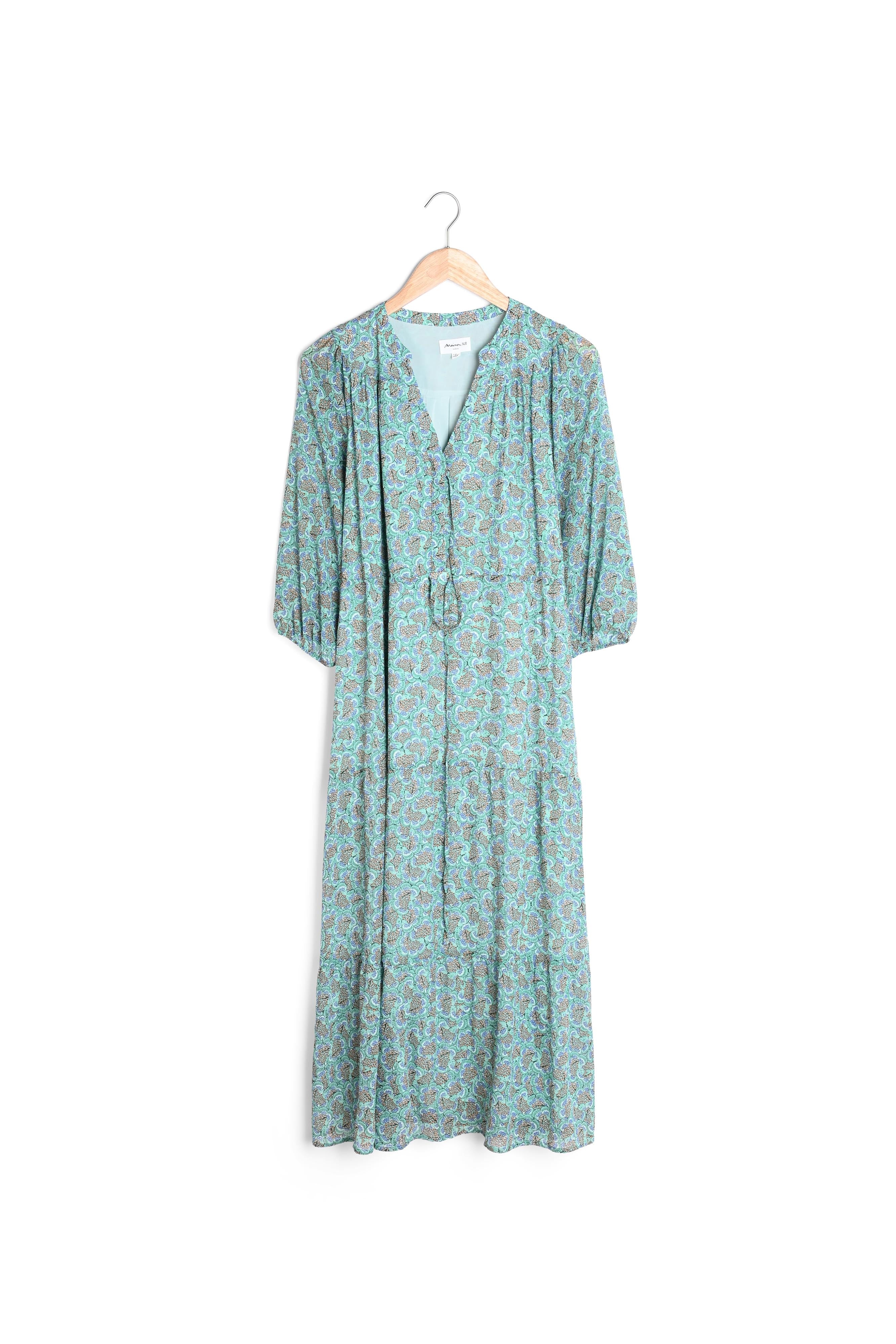 Robe longue imprimée vert d'eau Nae Faume - seconde main