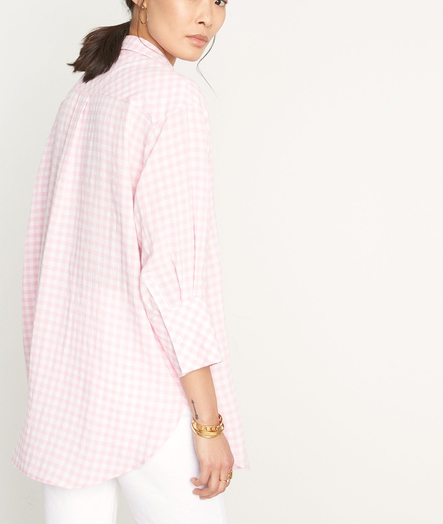 Chemise oversize en vichy rose Clemence Faume - seconde main
