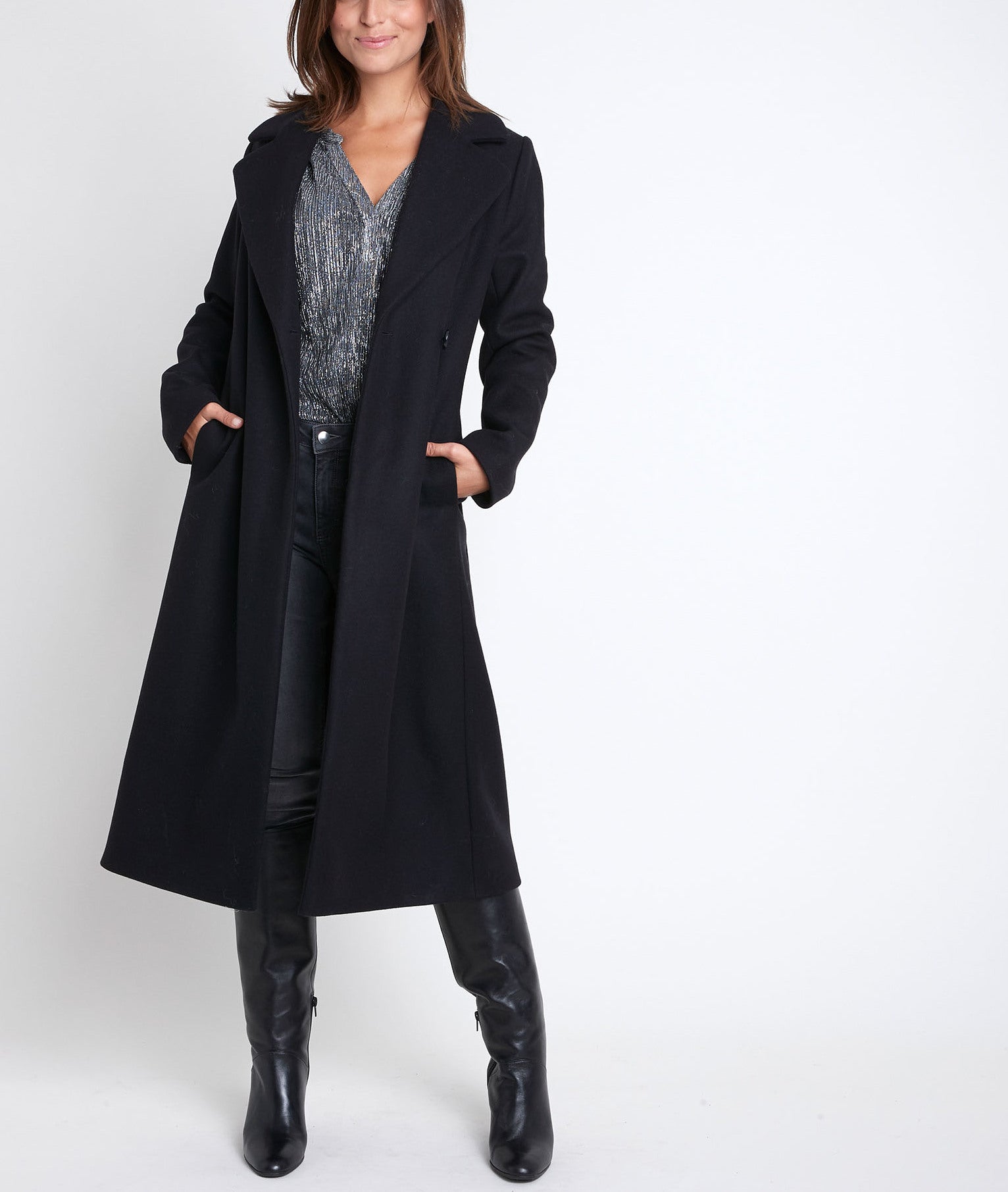 Manteau en laine mélangée avec ceinture Oda Faume - seconde main