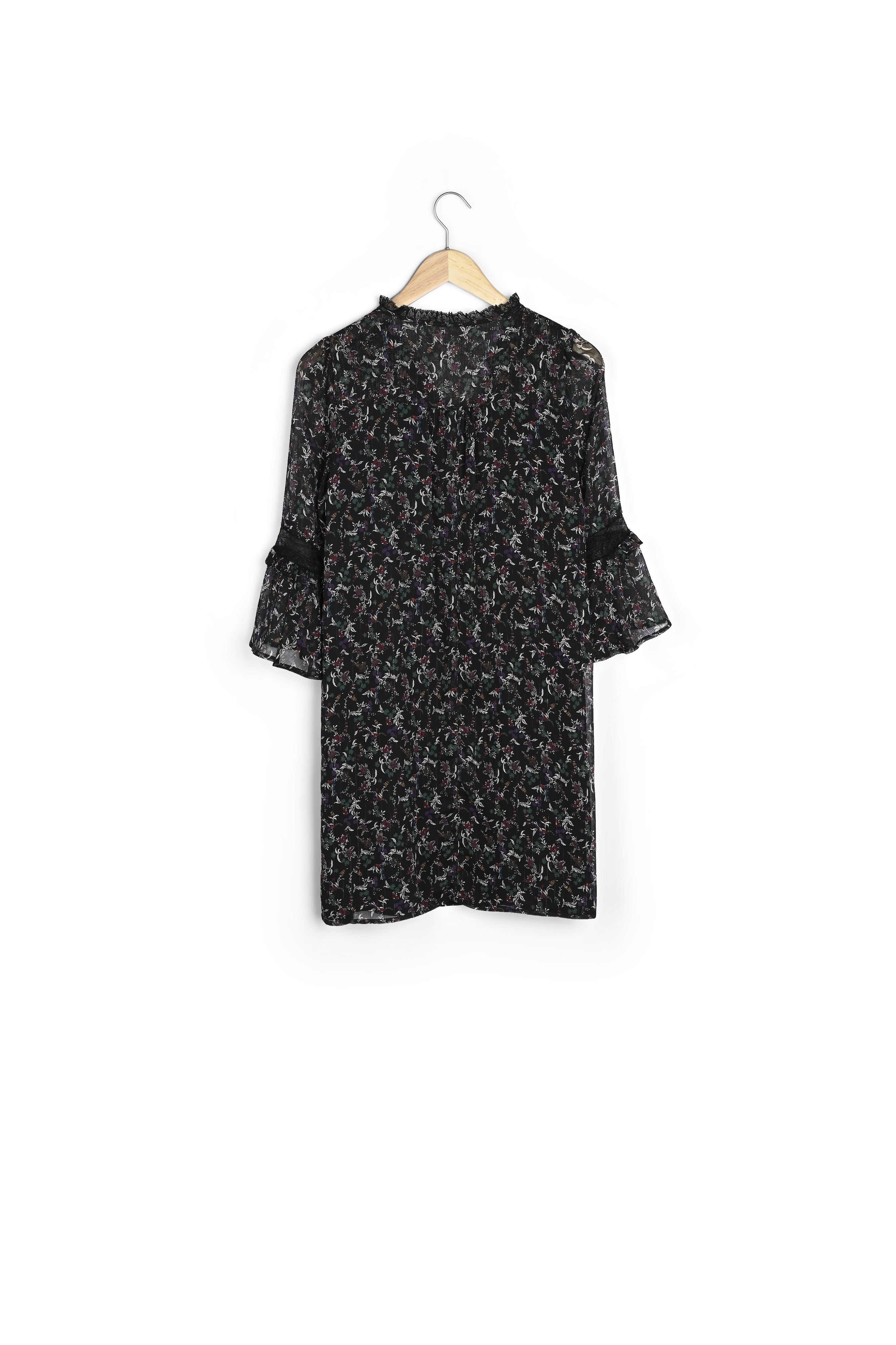 Robe noire imprimé fleuri Inka Faume - seconde main