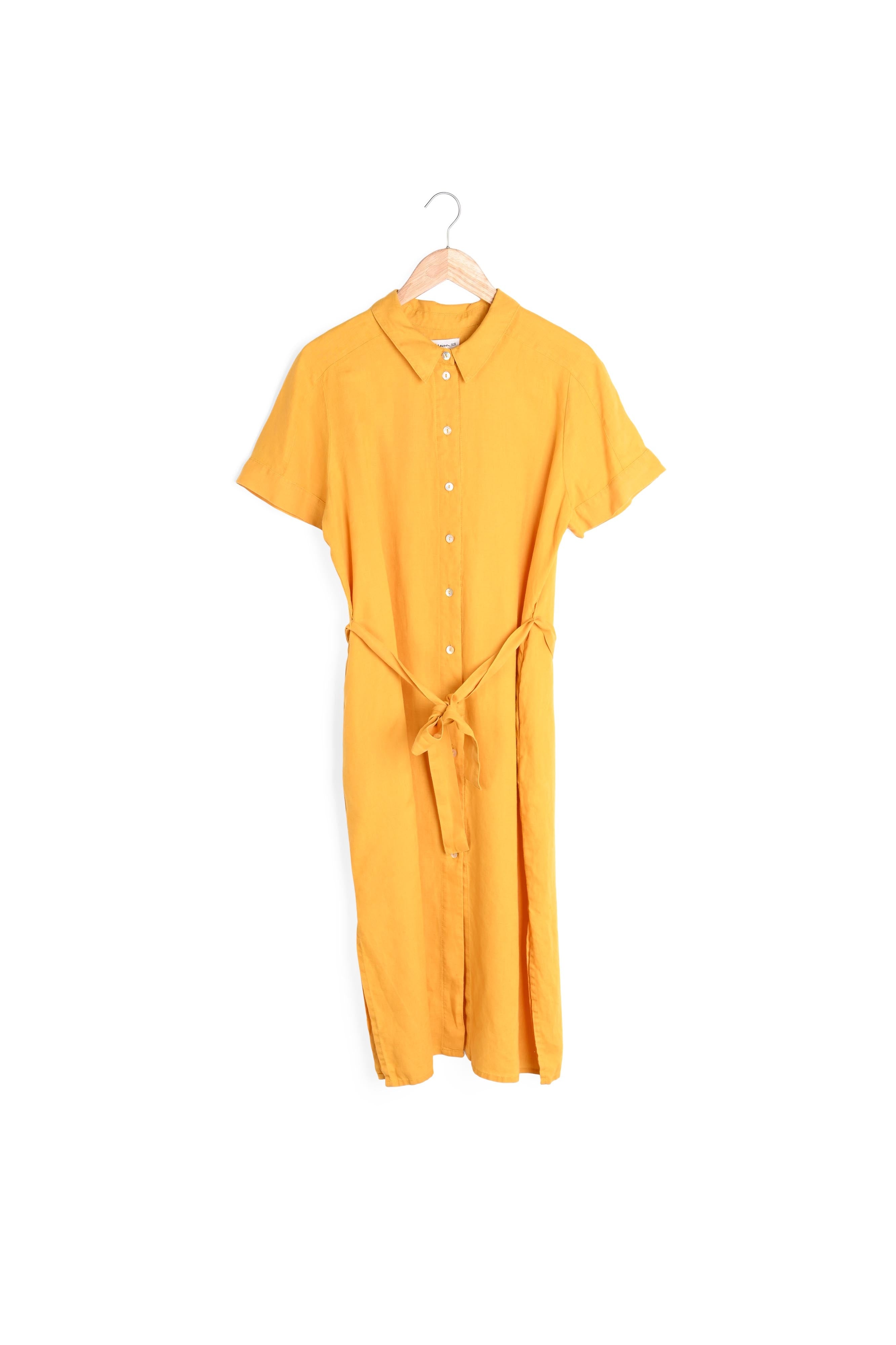 Robe chemise mi-longue en lin responsable jaune Nida Faume - seconde main