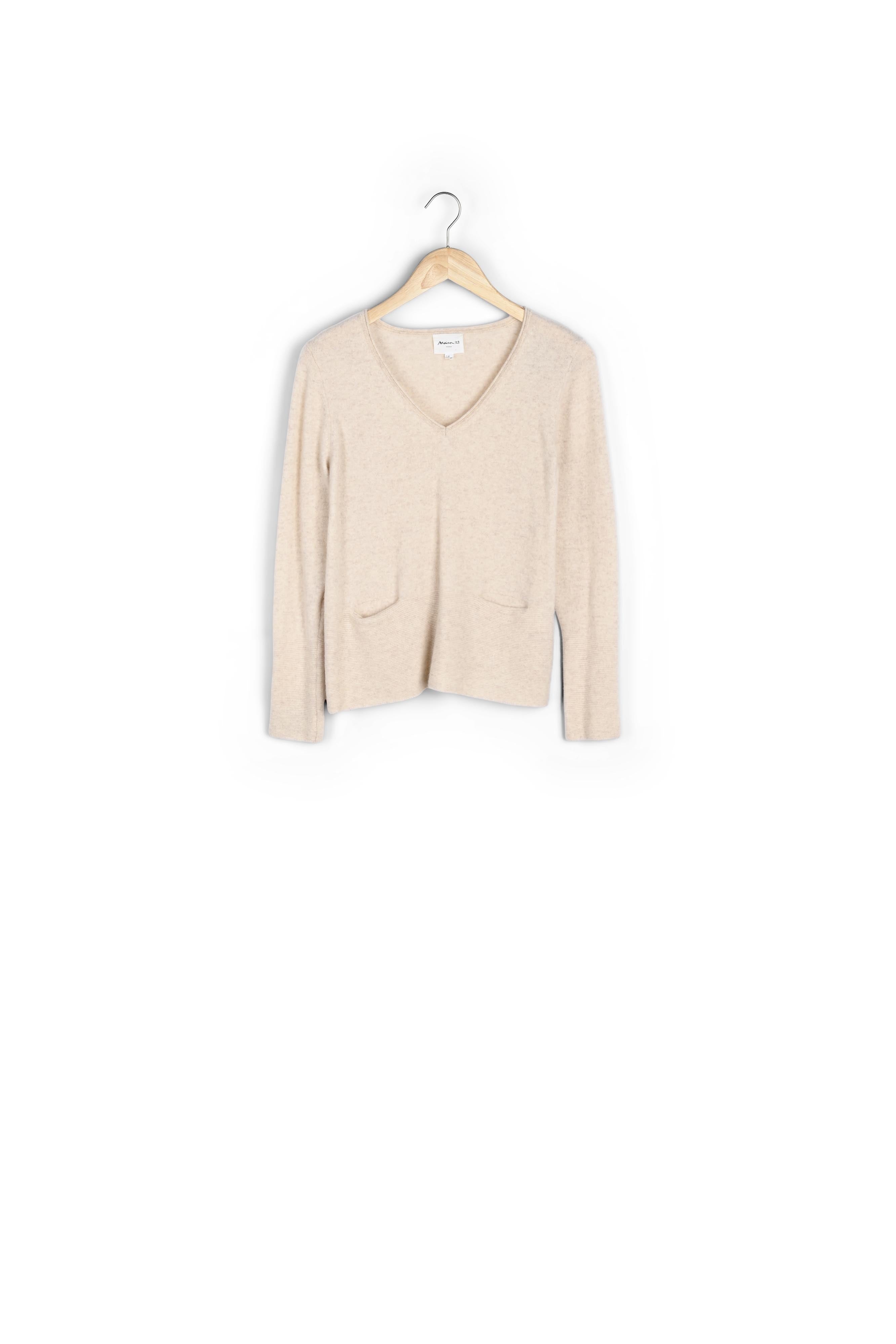 Pull col V cachemire greige Fjord Faume - seconde main