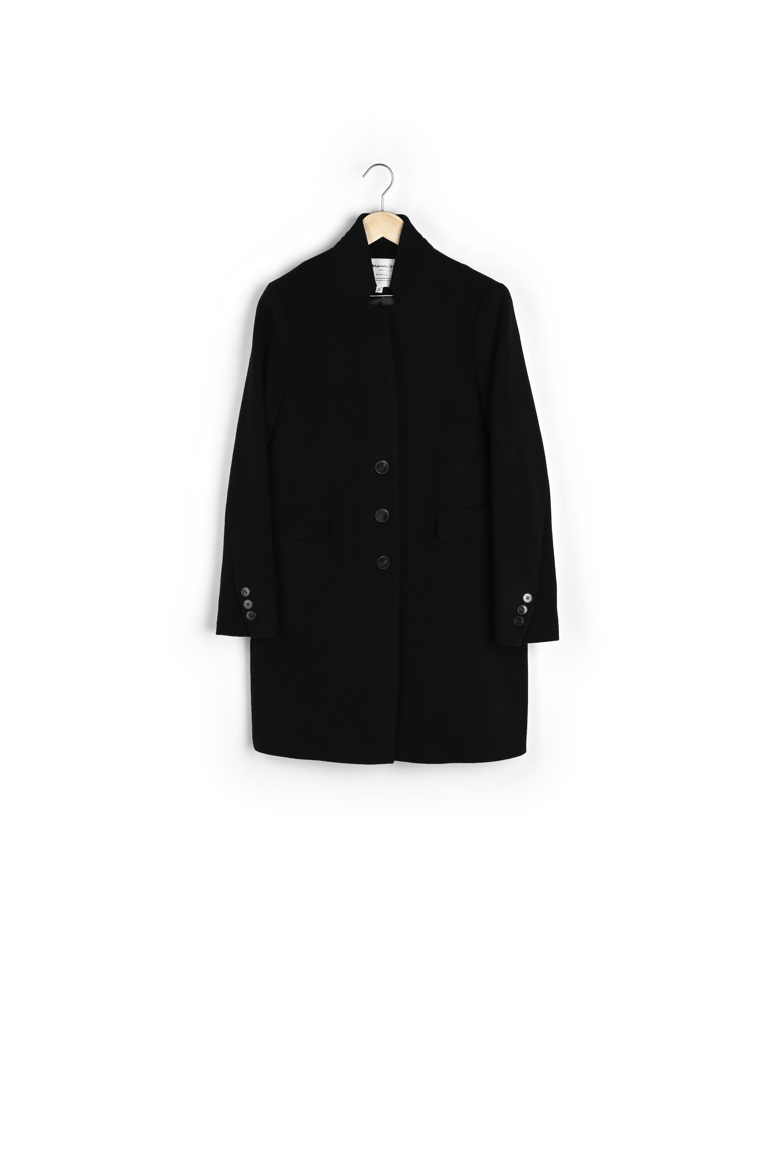 Manteau droit en laine noir Lucas Faume - seconde main
