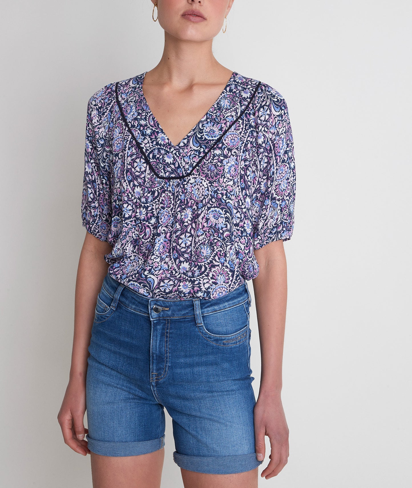 Blouse imprimée bleue Tollya bis Faume - seconde main