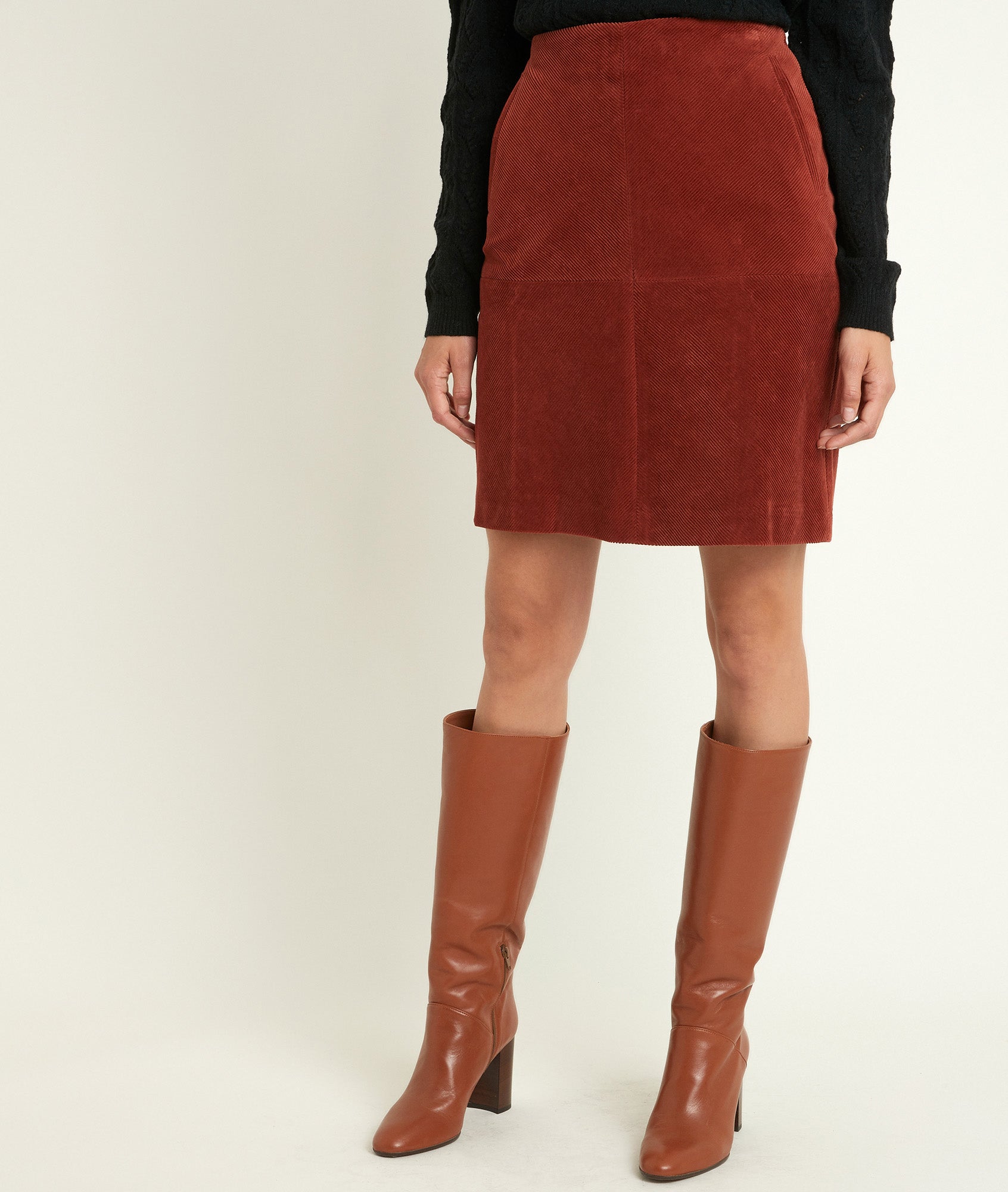 Jupe en velours trapèze Gamra Faume - seconde main