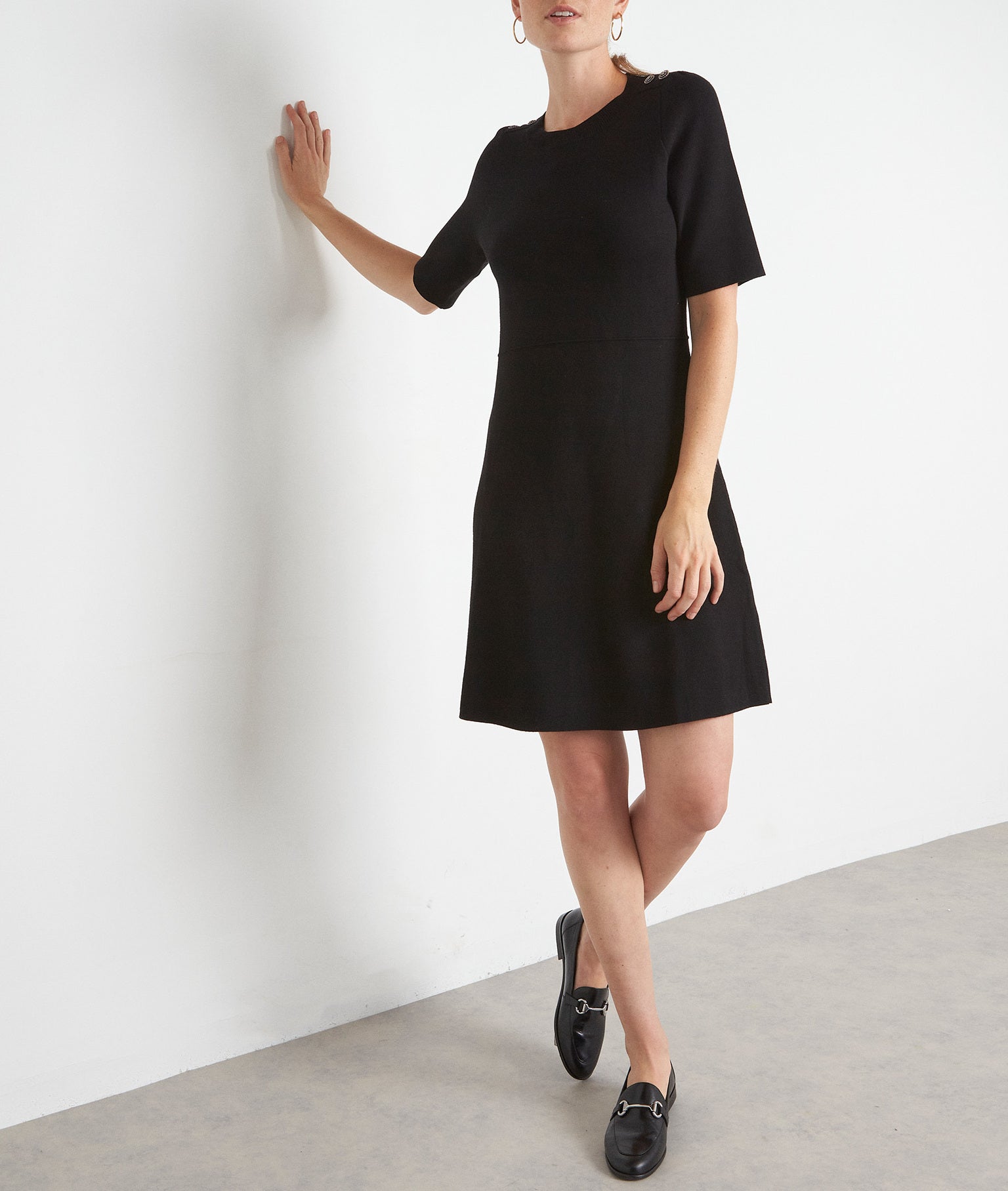 Robe en maille noire à manches courtes Shanaz Faume - seconde main