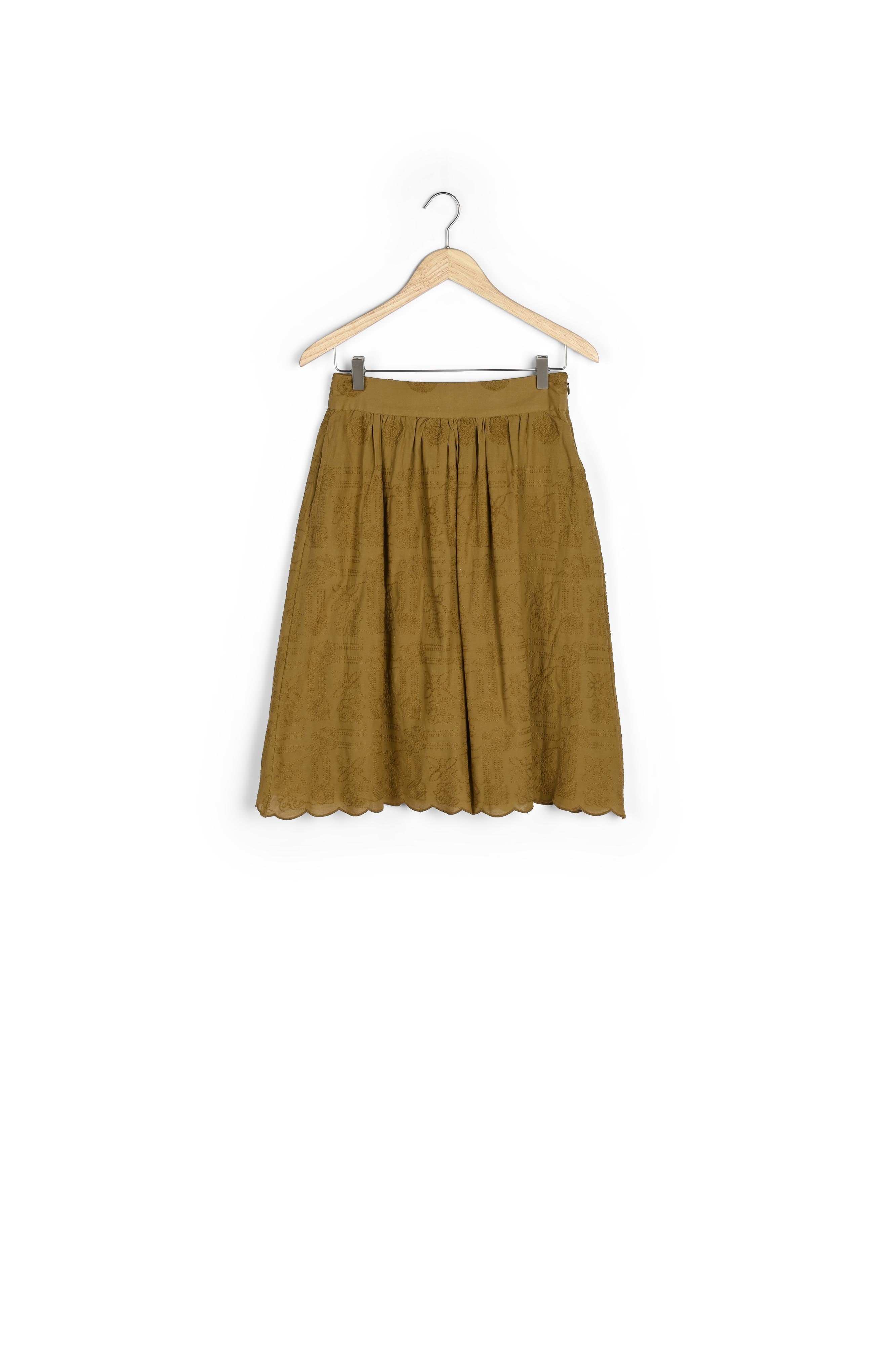 Jupe midi en coton brodée bronze Desideria Faume - seconde main