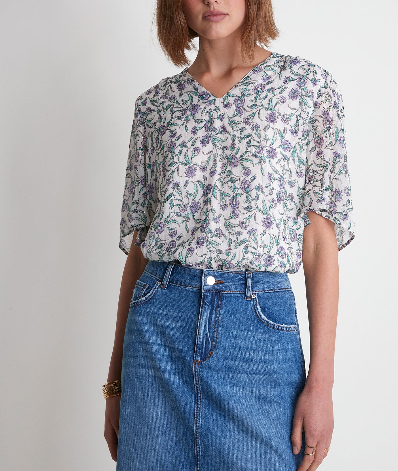 Blouse imprimée écru Tamala Faume - seconde main