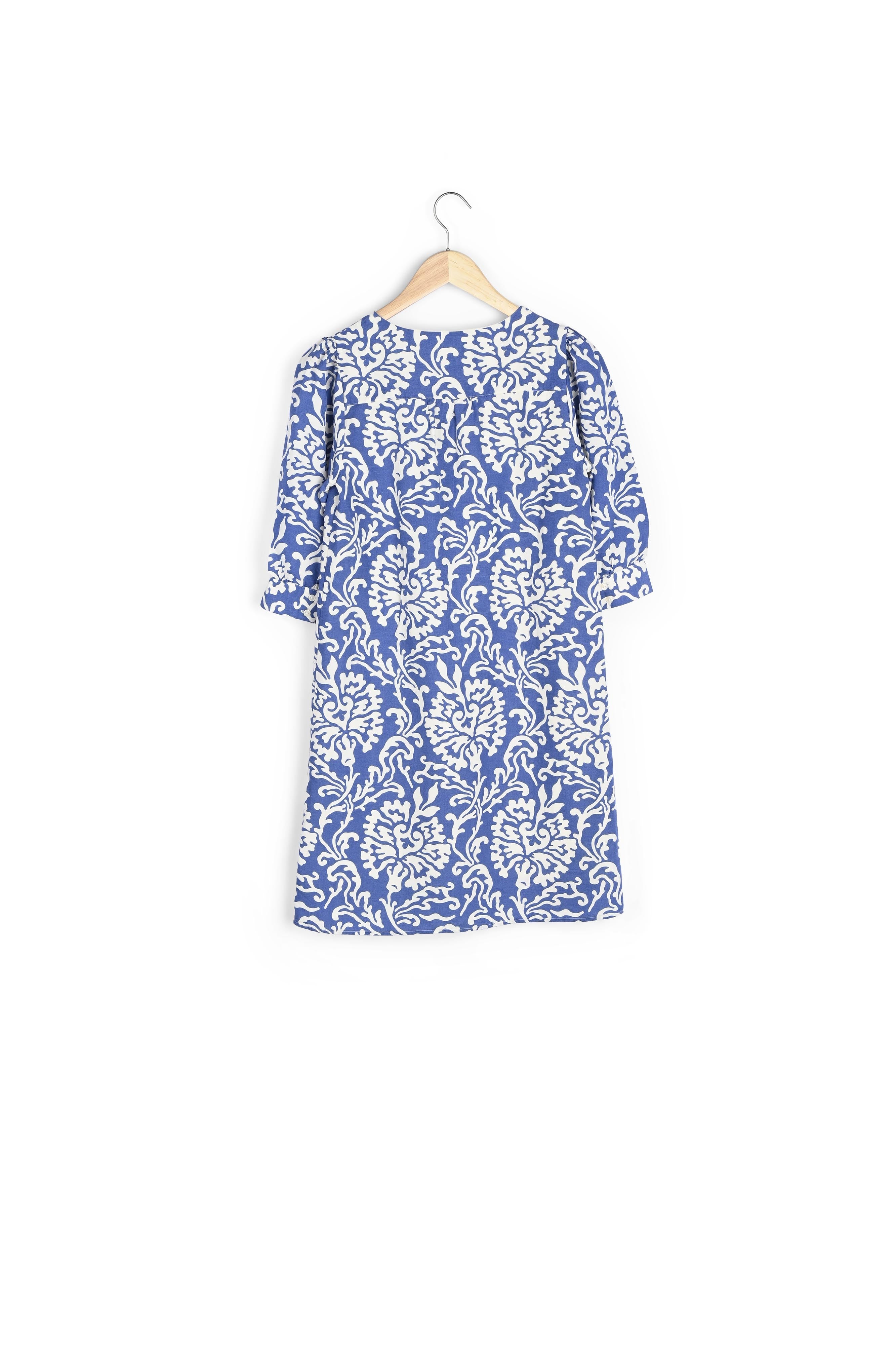 Robe courte droite imprimée bleu ciel Nassima Faume - seconde main