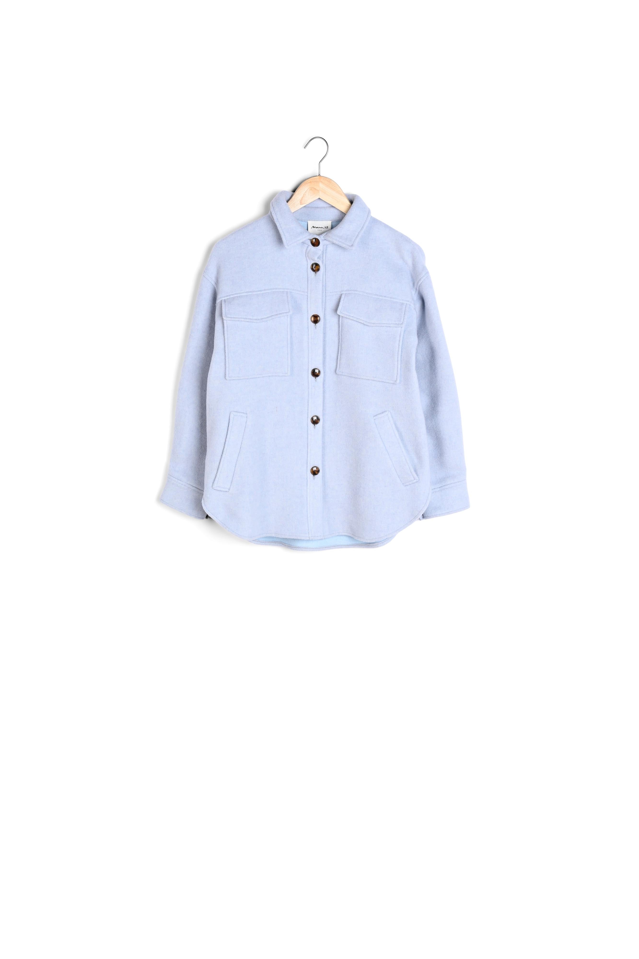 Surchemise en coton et laine XXL bleu ciel Rita Faume - seconde main