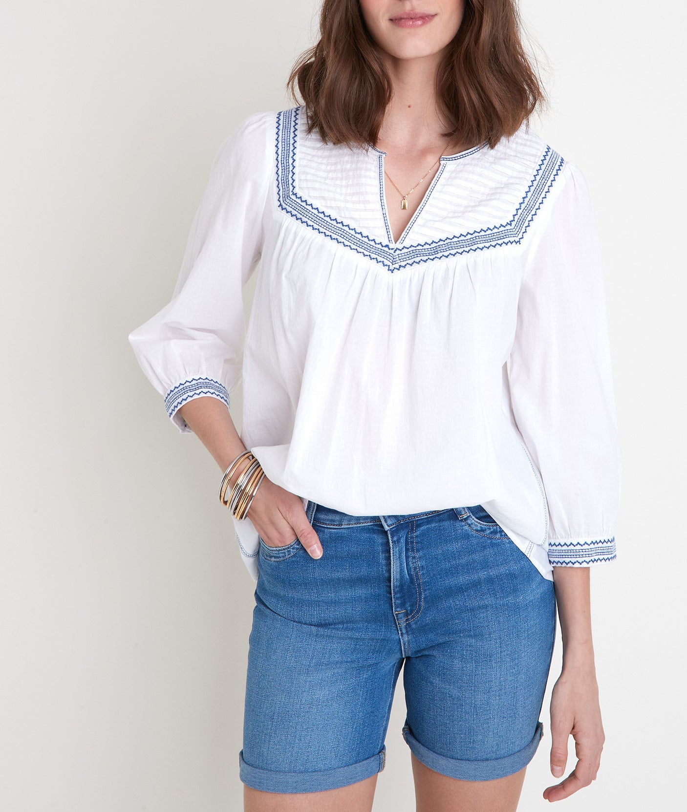 Blouse blanche brodée Talissa Faume - seconde main