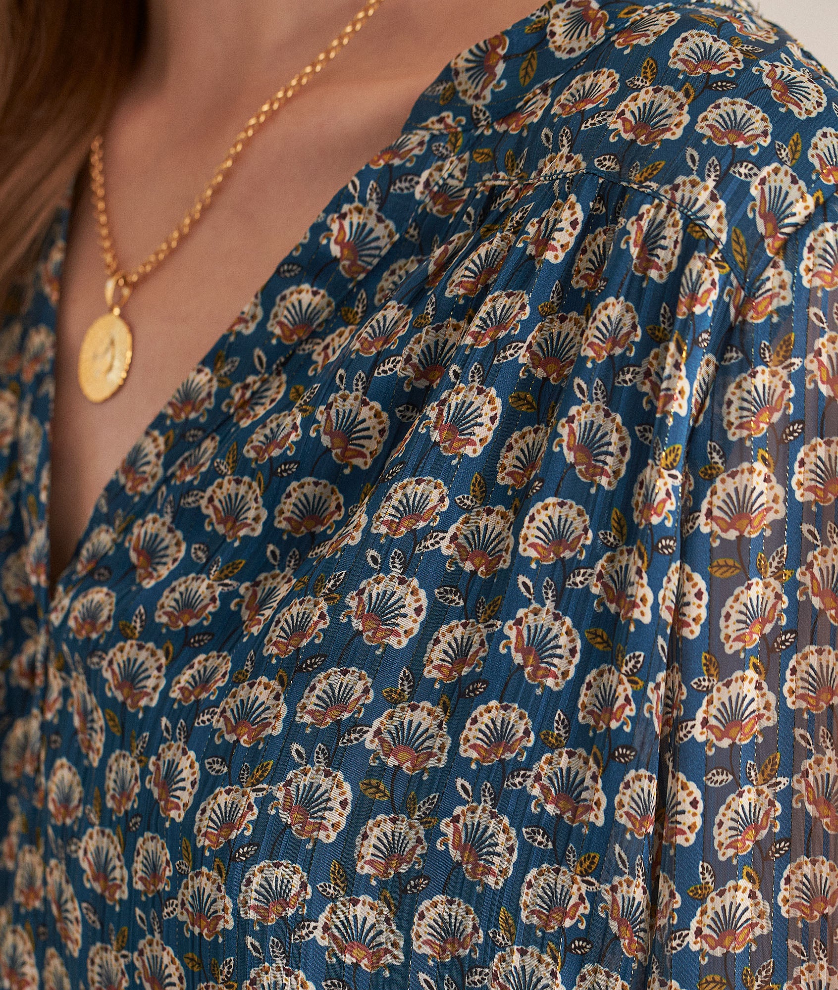 Blouse imprimée bleu Elsa Faume - seconde main